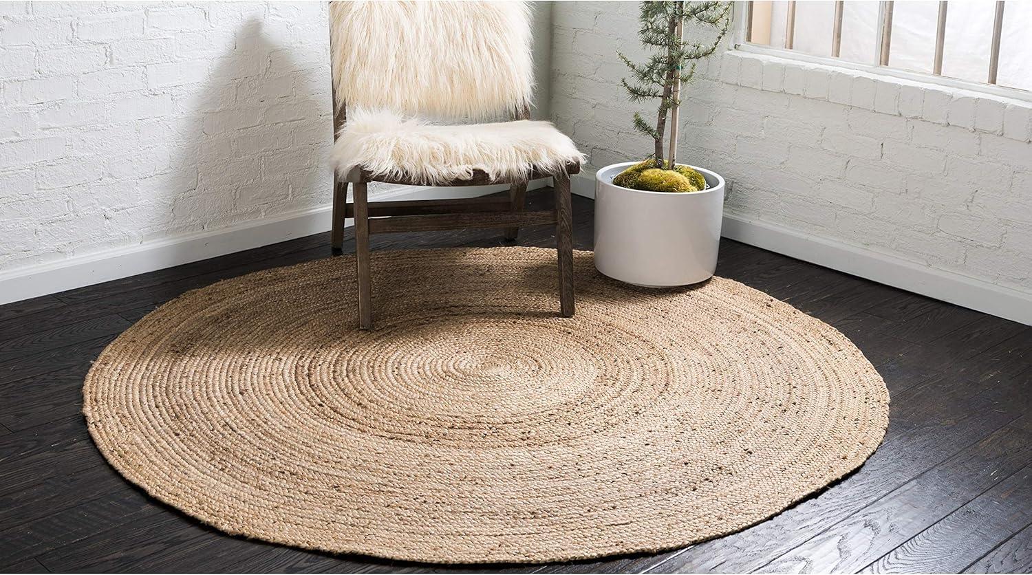 Unique Loom Braided Jute Dhaka Solid Indoor Braided Area Rug