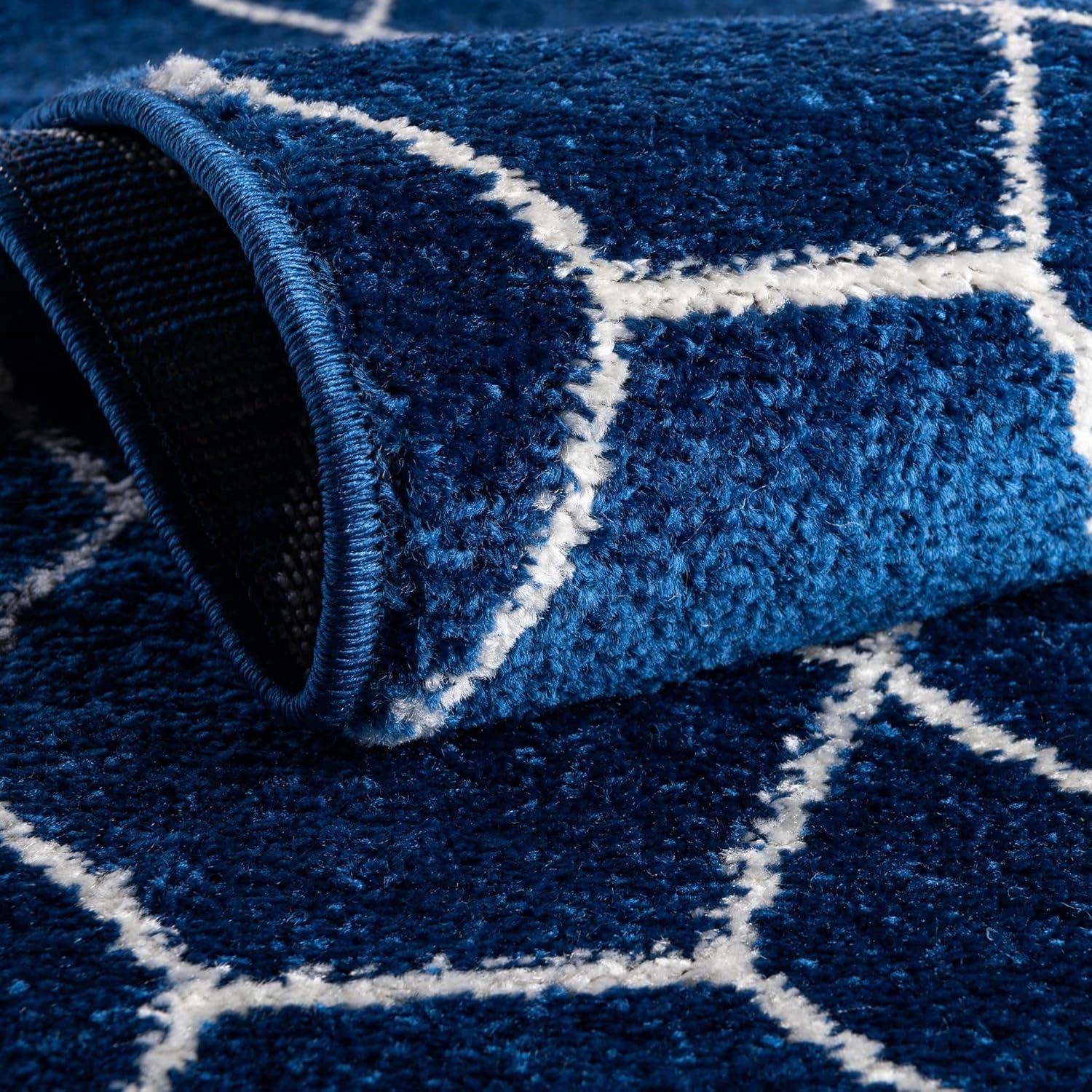 Unique Loom 10' 0 x 13' 0 Trellis Frieze Geometric Navy Blue Area Rug