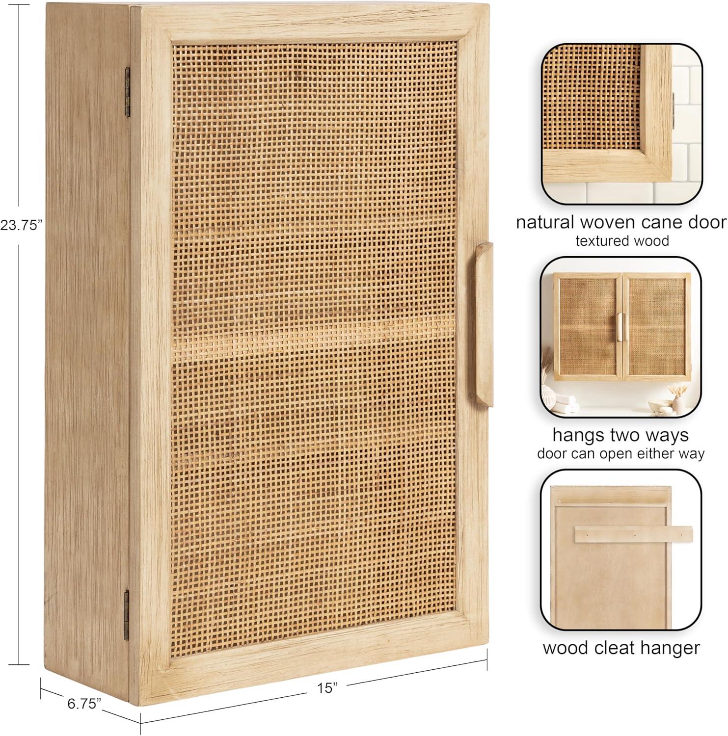 Kate & Laurel All Things Decor Ori Rattan Wall Cabinet Natural