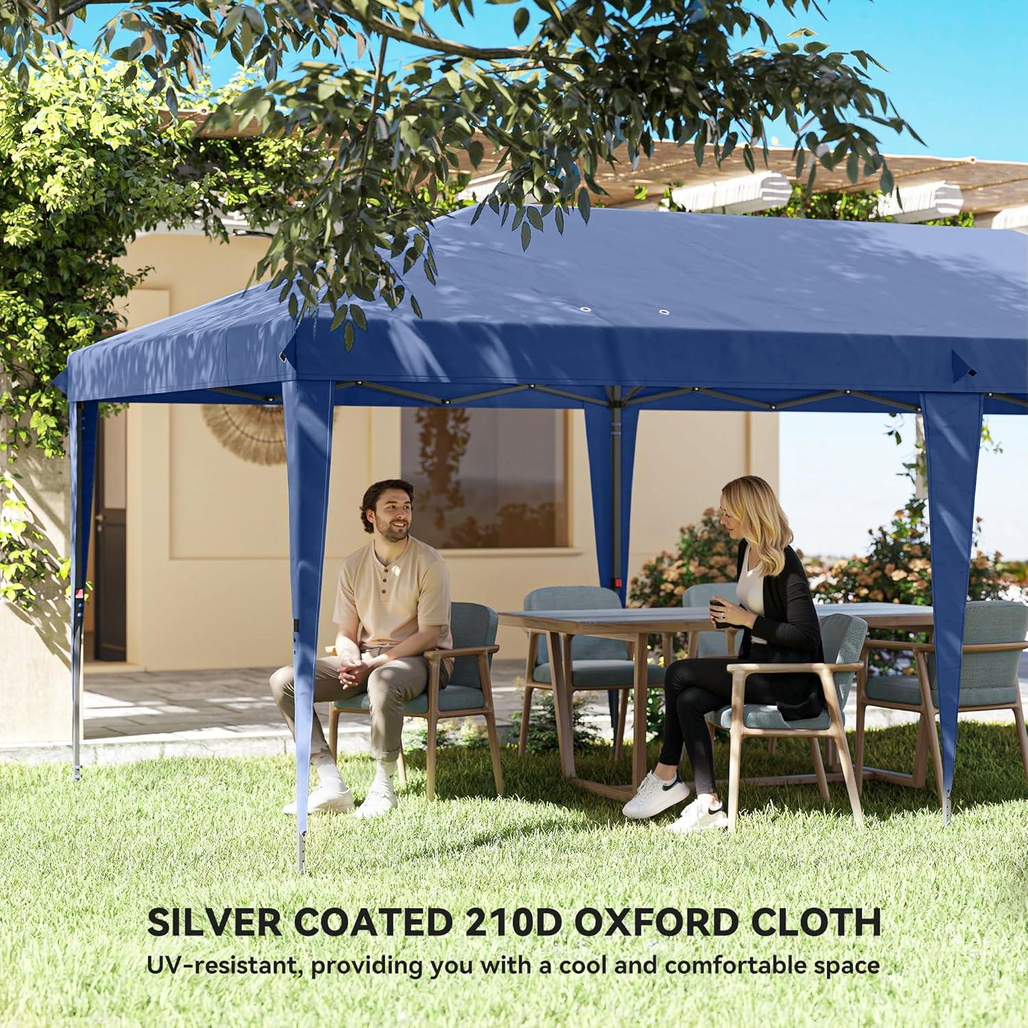Outsunny 10' x 20' Heavy Duty Pop Up Canopy Party Tent with 4 Removable Sidewalls, Outdoor Cabana Gazebo with Carry Bag, Weather Protection, White