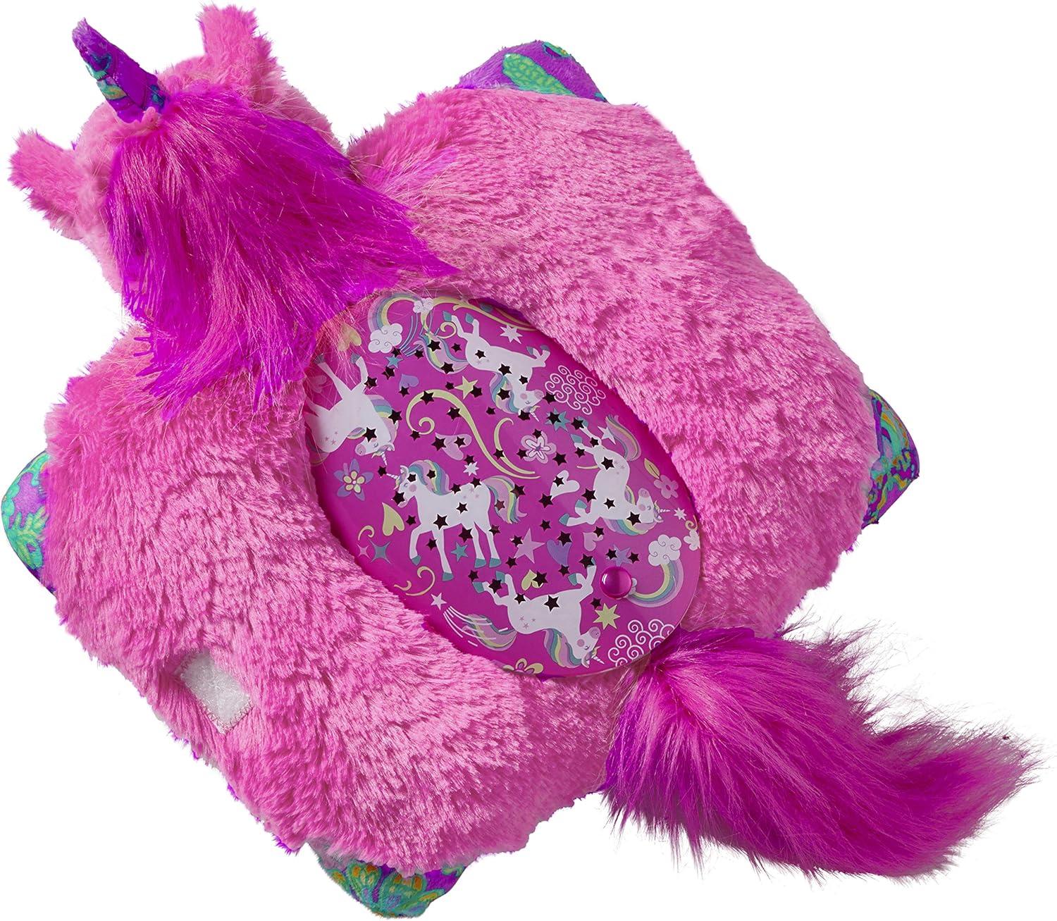 Pillow Pets 11" Pink Unicorn Plush Decorative Pillows, Projects Light & Glows