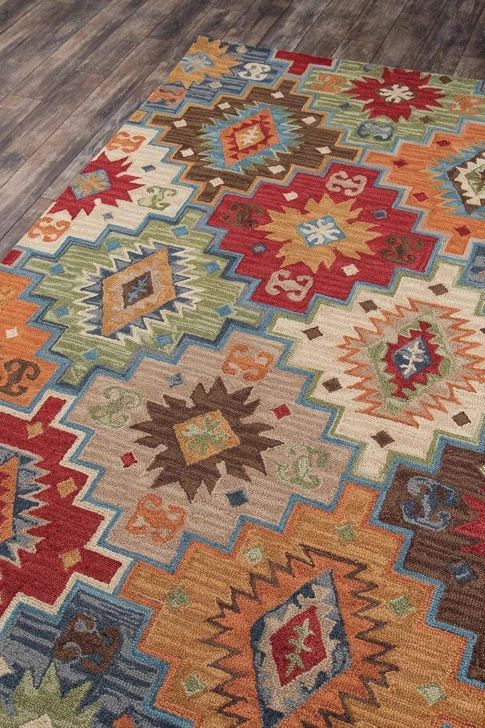 3'6"x5'6" Tangier Baylor Multi Area Rug - Momeni: Geometric Wool, Handmade Hooked, Medium Pile Rug