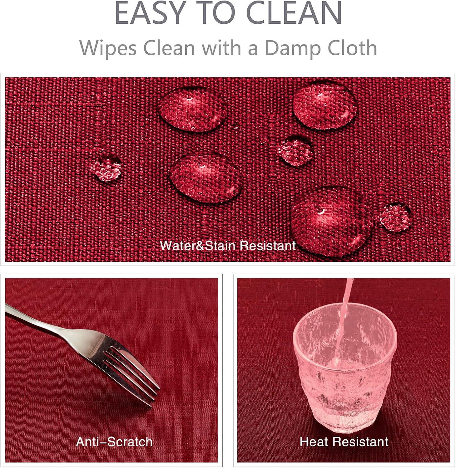 Rectangle Tablecloth Waterproof 52x70 inch Linen Textured Table Cloth Stain and Wrinkle Resistant Washable, Decorative Fabric Table Cover for Dining, Party and Camping, Red