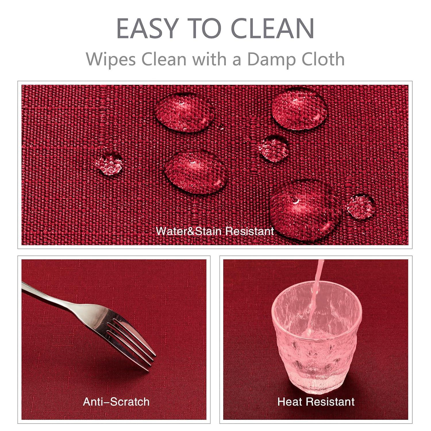 Rectangle Tablecloth Waterproof 52x70 inch Linen Textured Table Cloth Stain and Wrinkle Resistant Washable, Decorative Fabric Table Cover for Dining, Party and Camping, Red