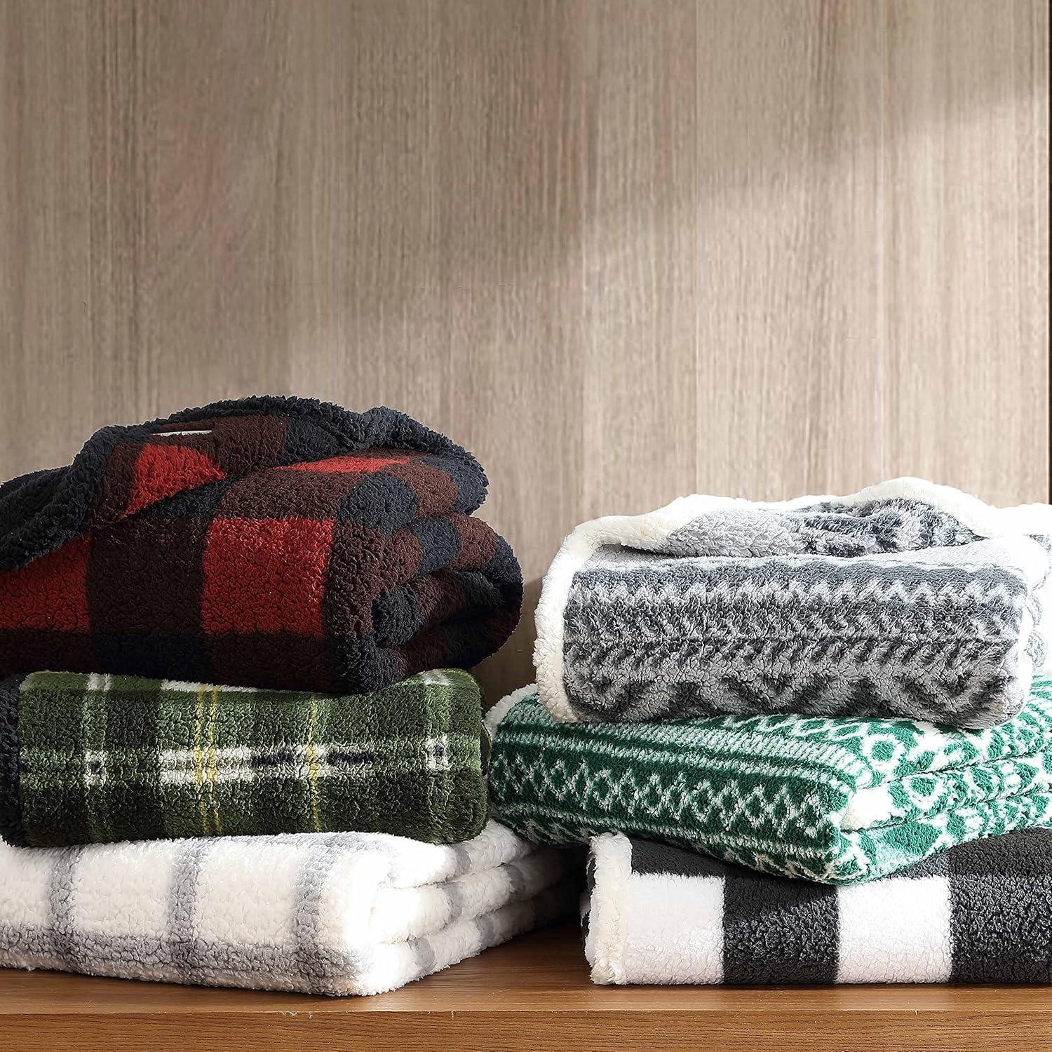 Eddie Bauer Eddie Bauer Printed Sherpa Reversible Throw Blankets