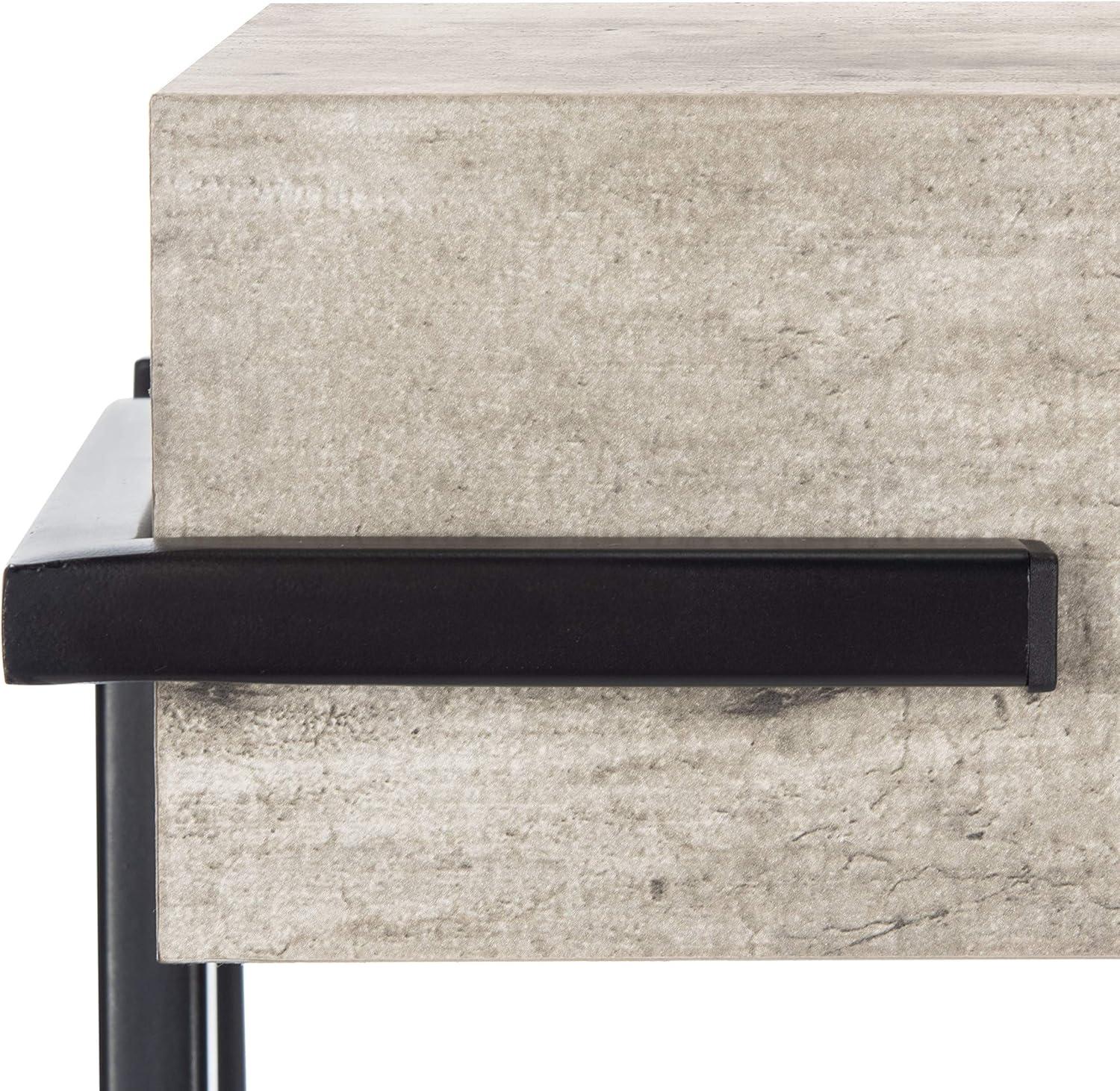 Jett Console Table - Light Grey Faux Concrete/Black - Safavieh