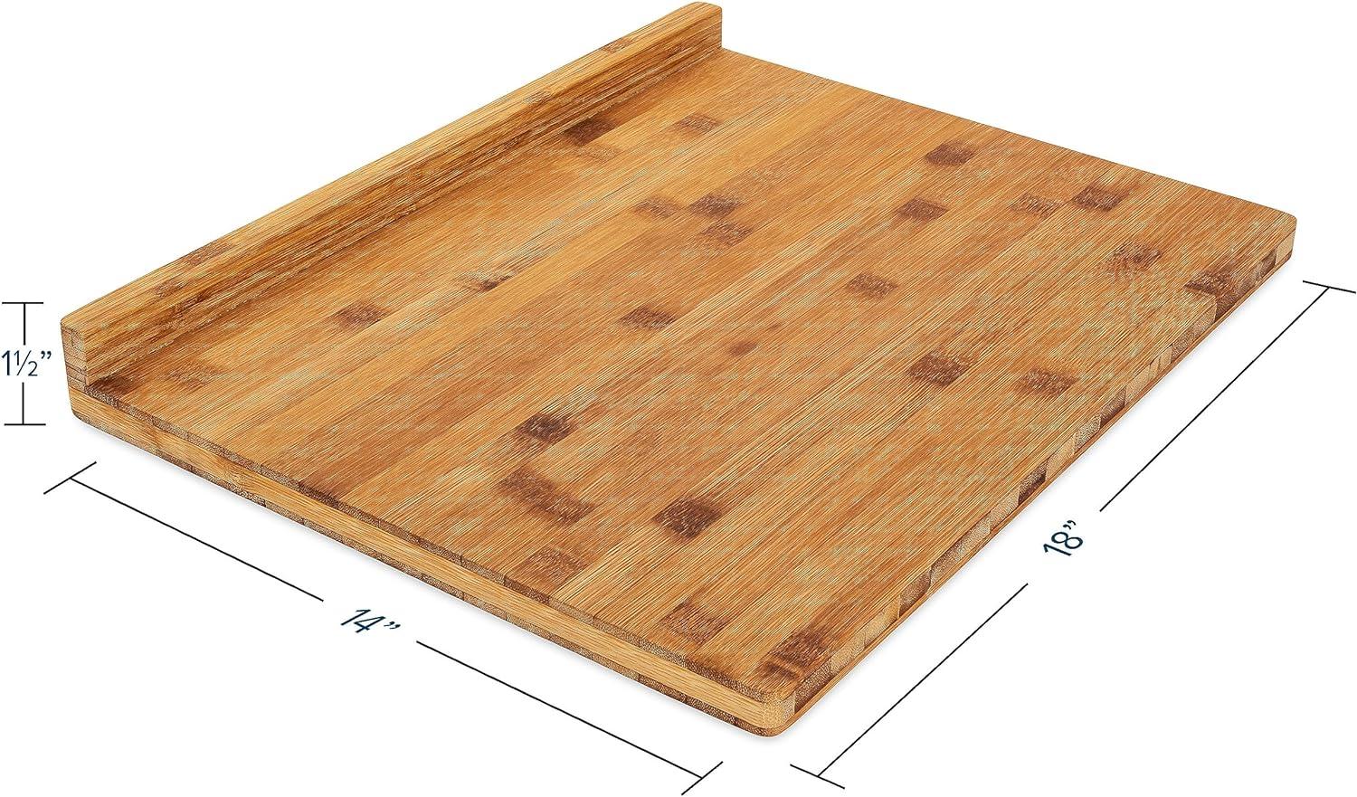 Reversible Rectangular Bamboo Cutting Board with Counter Edge