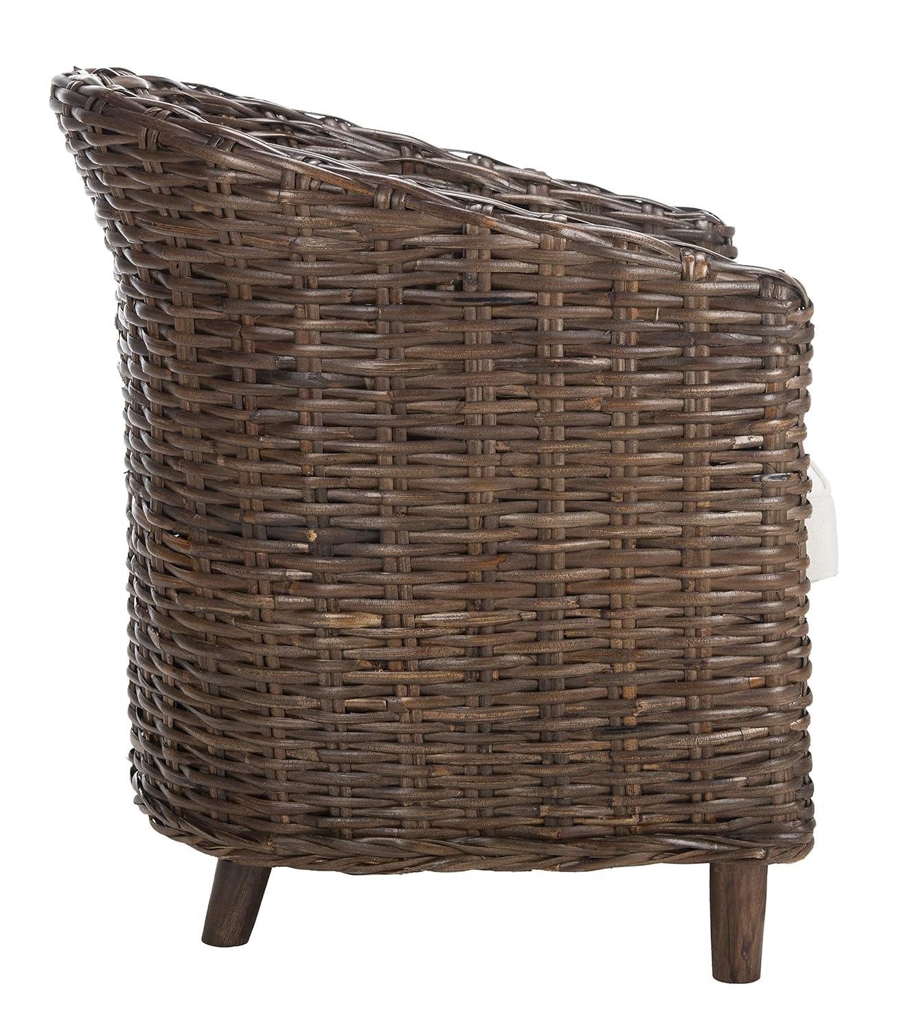Omni Barrel Chair - FOX6501 - White/Brown - Safavieh