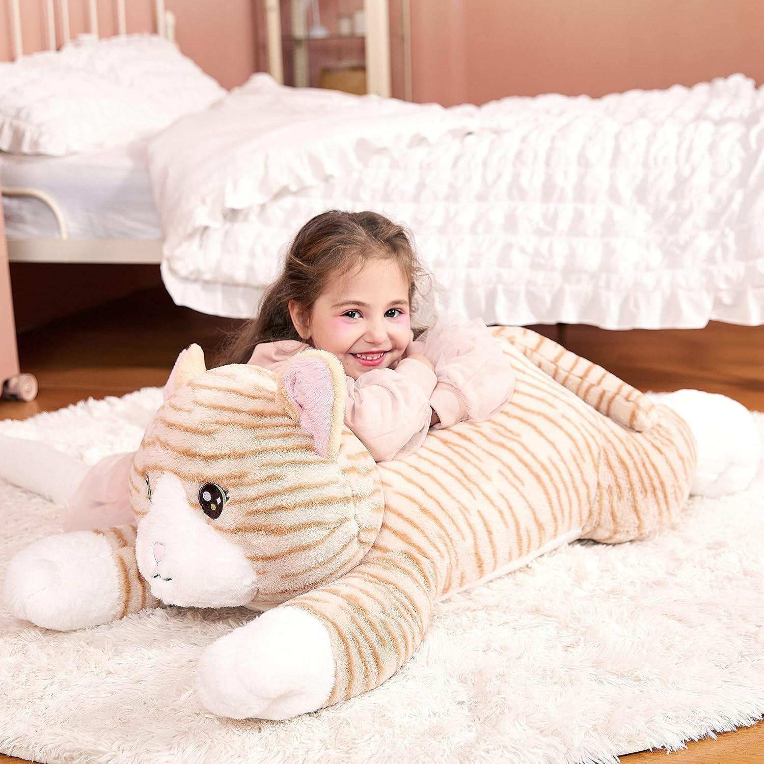 IKASA Giant Cat Stuffed Animal Plush Toy,Large Jumbo Kitten 30" Orange Huge Cute Soft Toys,Big Size Plushy Fluffy Fat Oversized Plushie,Gifts for Kids Girls Boys Girlfriend Children