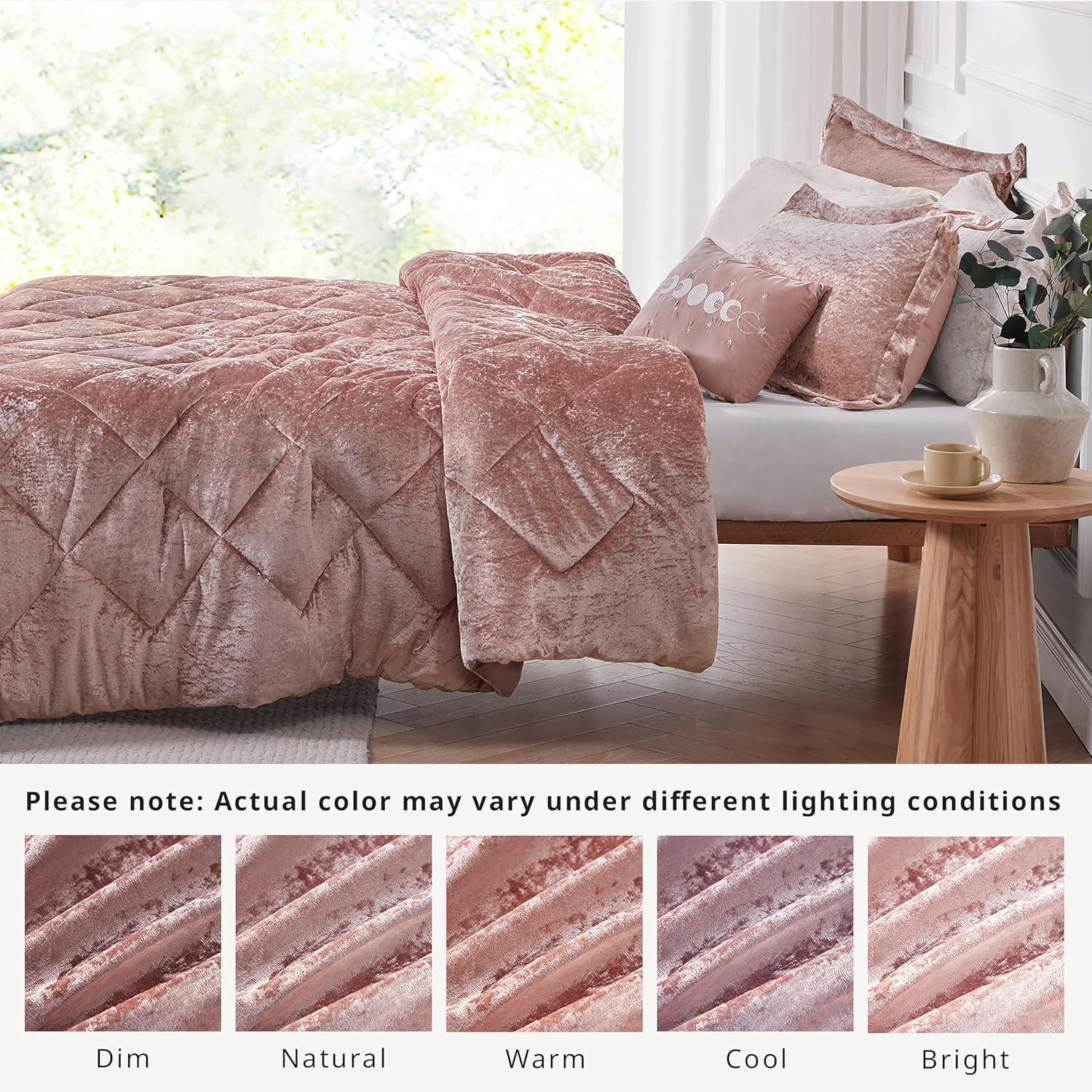 Intelligent Design Felicia Crushed Velvet Comforter Set with Throw Pillow