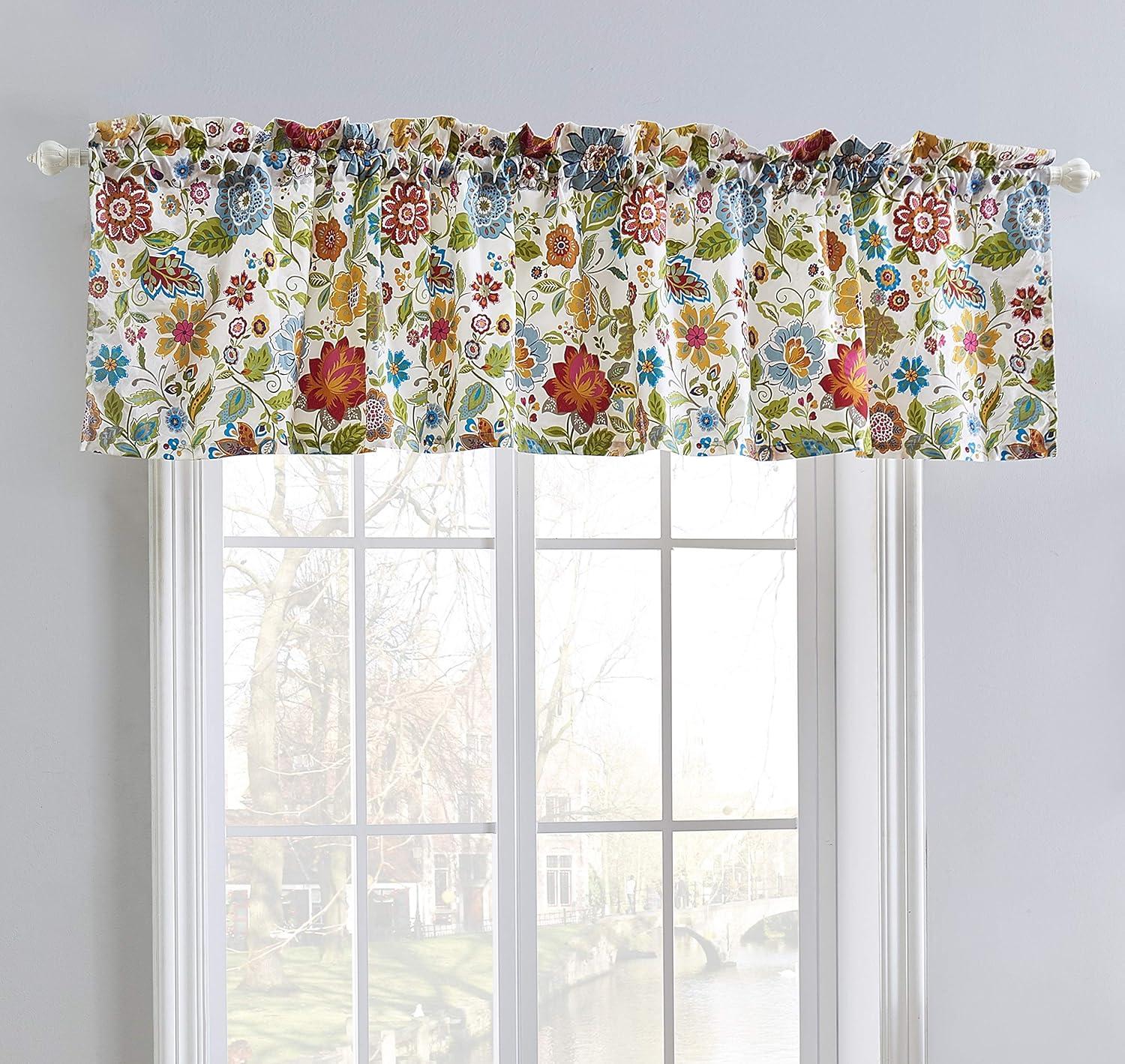 Astoria Floral Polyester Rod Pocket Valance, 84x19"