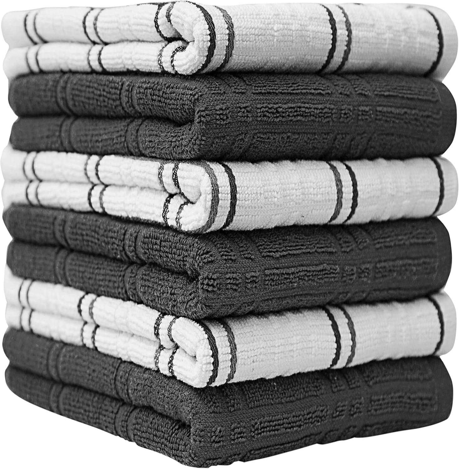 Bumble Premium Kitchen Hand Towels | 100% Cotton 16” x 28” | Absorbent Dish Cloths | 6 Pack (Aqua)