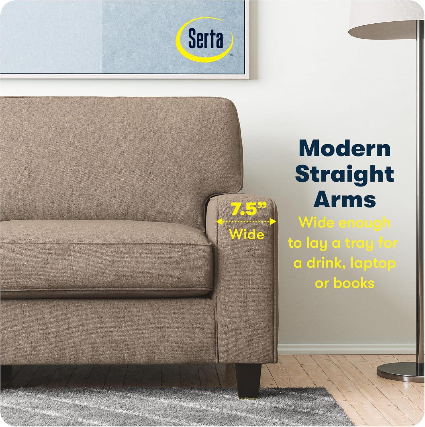 Serta Palisades 73" Track Arm Sofa, Easy Care Fabric, Soft Pillow Back, Pocket Coil Seat Cushions