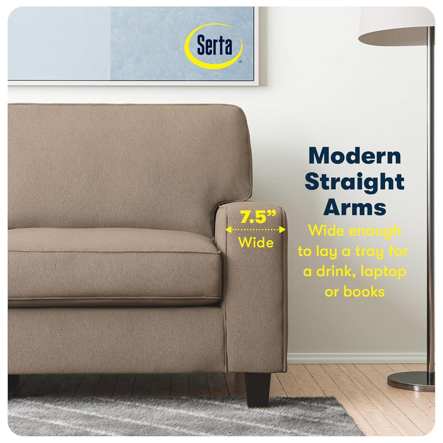Serta Palisades 73" Track Arm Sofa, Easy Care Fabric, Soft Pillow Back, Pocket Coil Seat Cushions