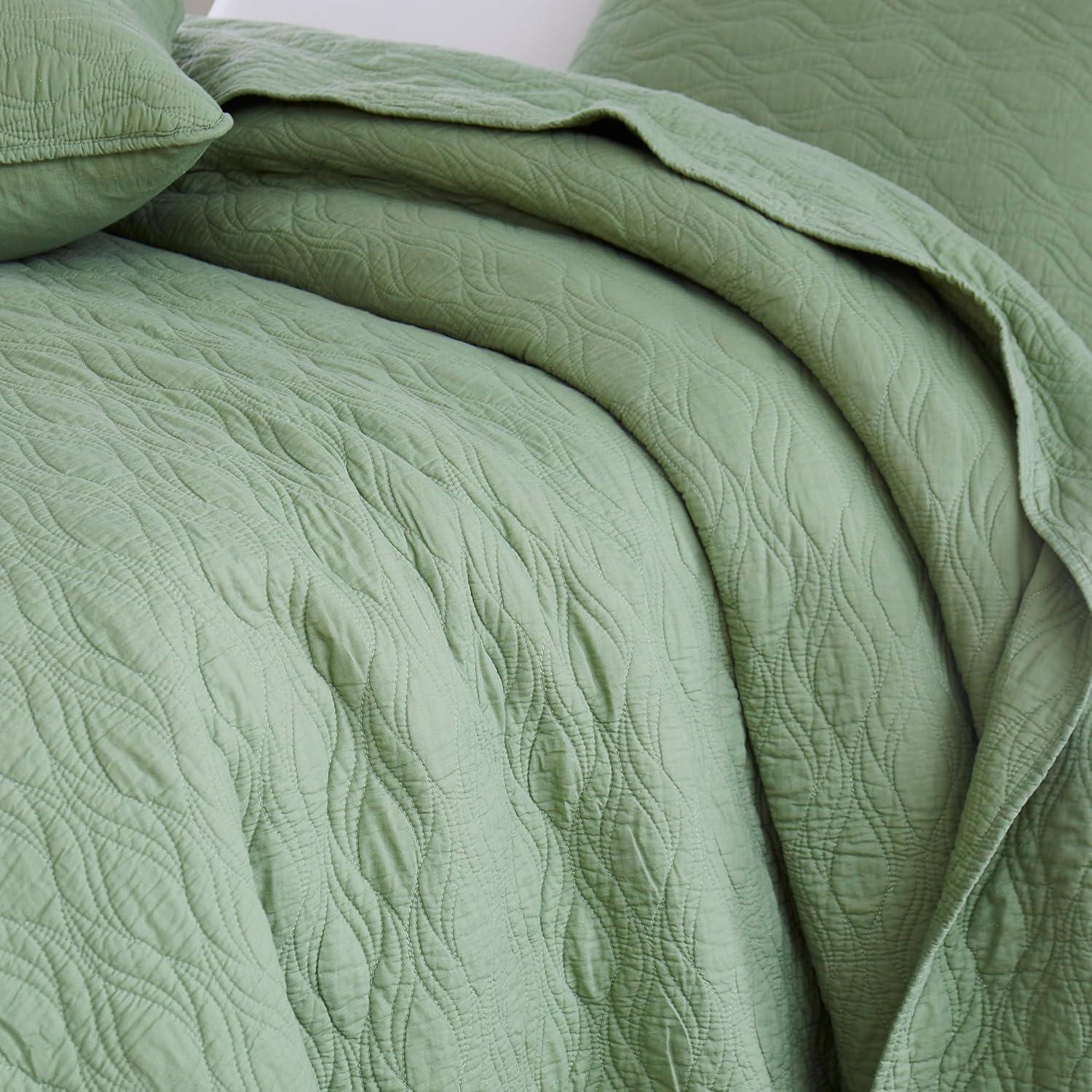 palassio Green 100% Cotton Quilt California Cal King Size Bedding Sets with Pillow Shams,Oversized Lightweight Soft Bedspread Coverlet, Cozy Bed Cover for All Season, 3 Pieces, 118x106 inches