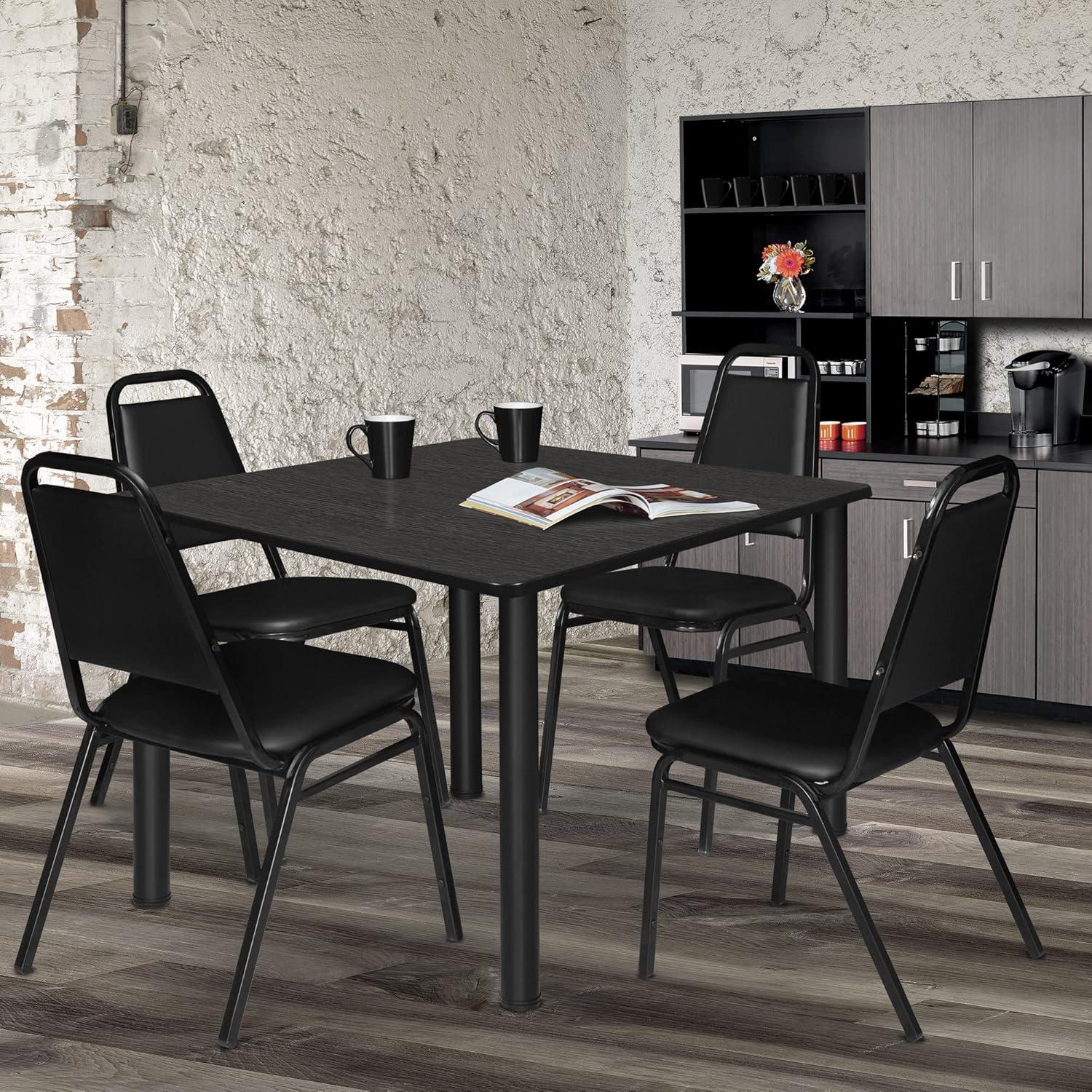 Ash Grey 48" Square Dining Table with Black Steel Legs