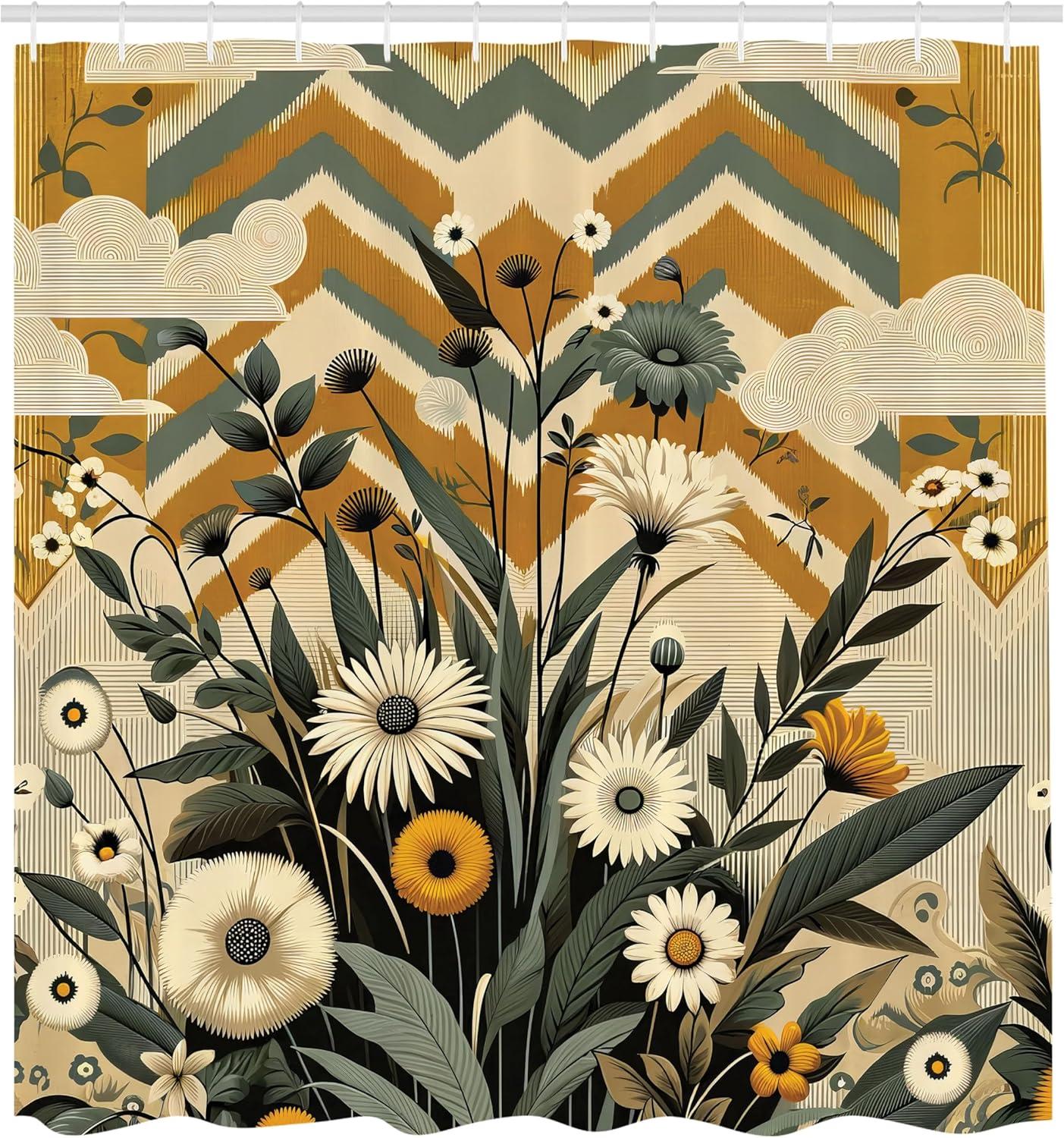 Ambesonne Floral Shower Curtain with Hooks Included