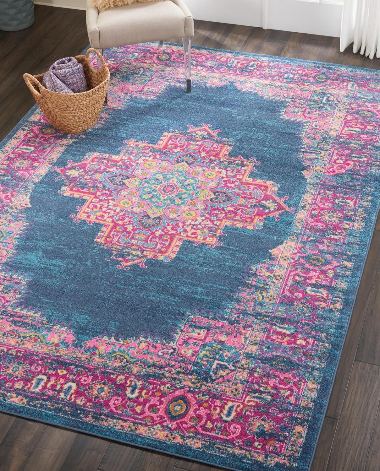 Nourison Passion Medallion Bohemian Indoor Rug Blue 6'7" x 9'6"