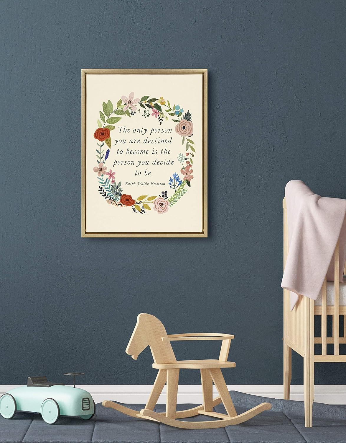 18"x24" Sylvie The Only Person Framed Canvas Wall Art by Mia Charro Gold - Kate and Laurel: Emerson Quote, Modern Decor, Nursery Artwork