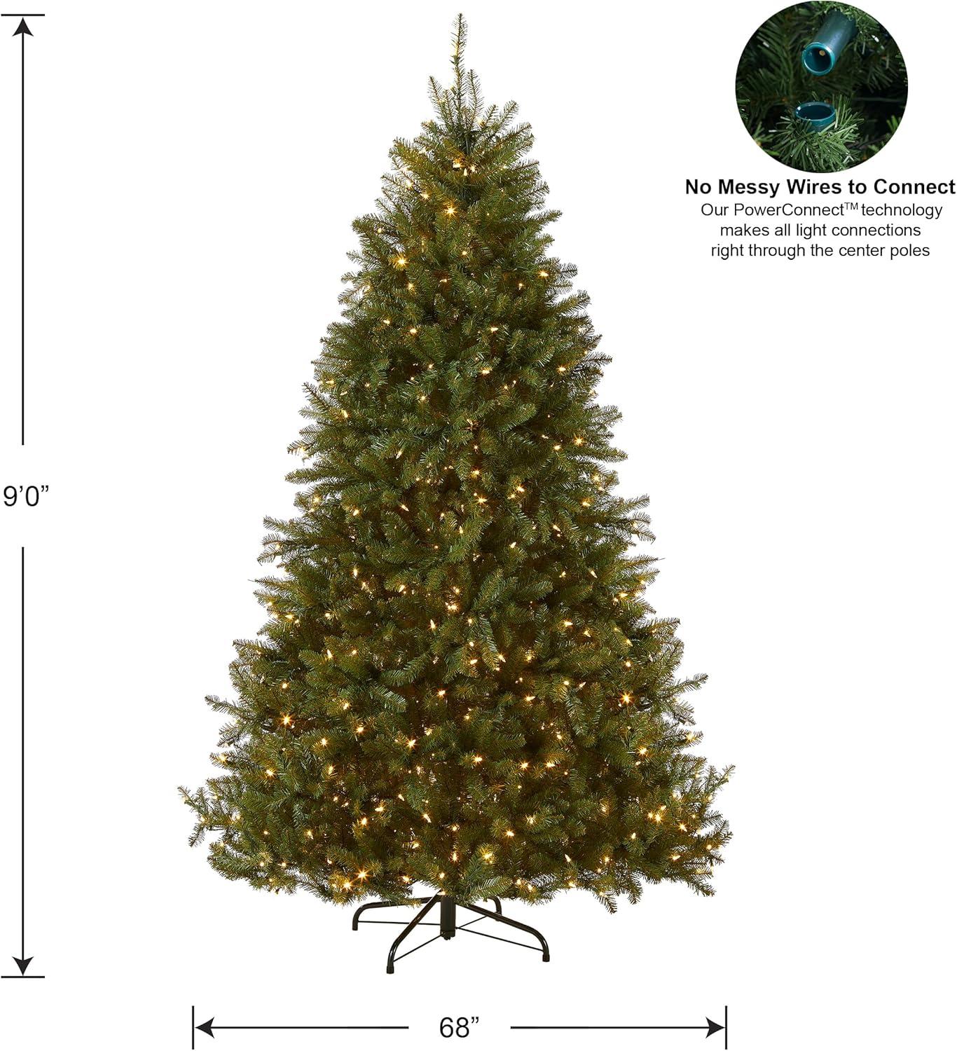 9' Prelit Hinged Dunhill Fir Artificial Christmas Tree Dual Color Lights - National Tree Company