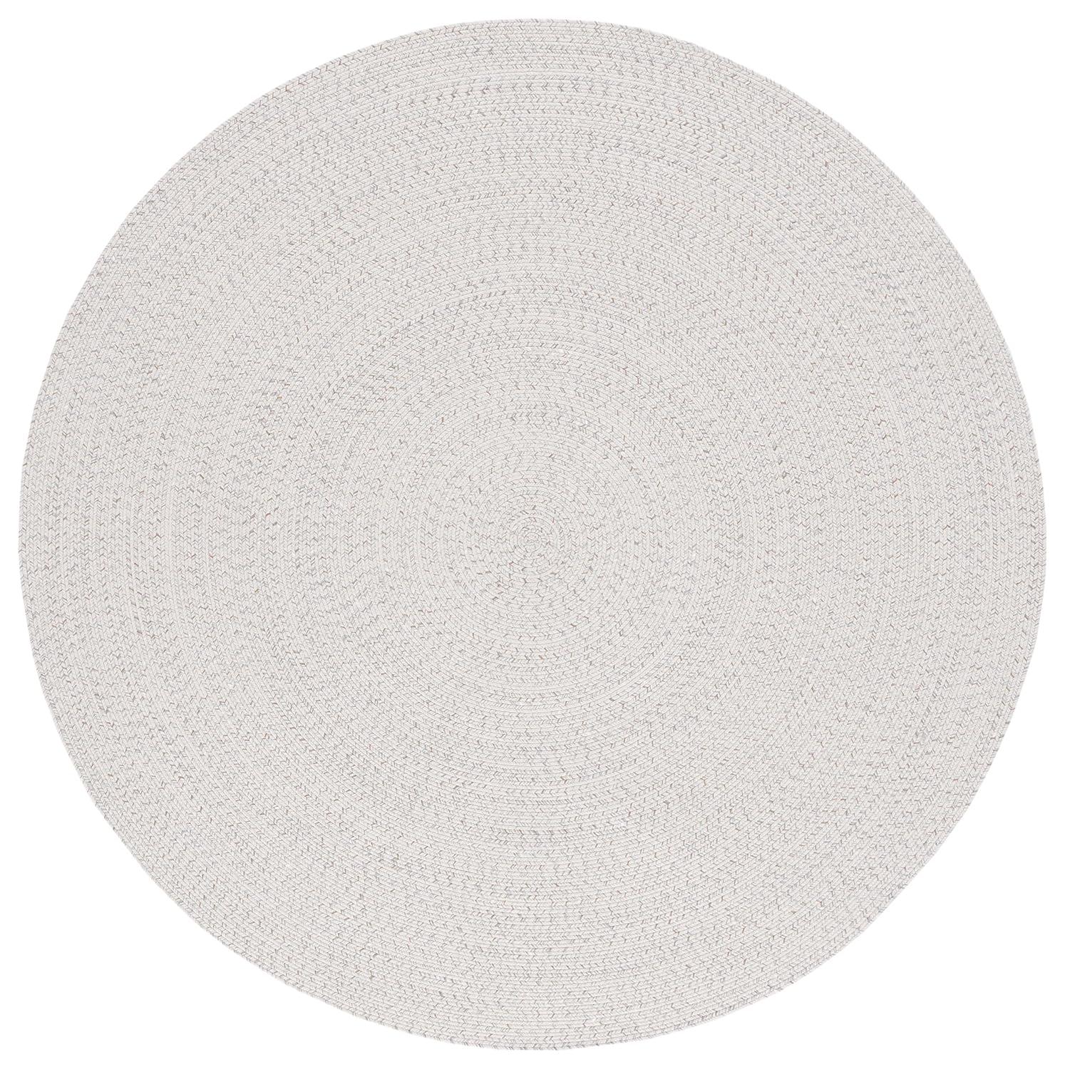 Braided BRA201 Hand Woven Indoor Machine Washable Accent Rug - Ivory/Light Grey - 3' Round - Safavieh
