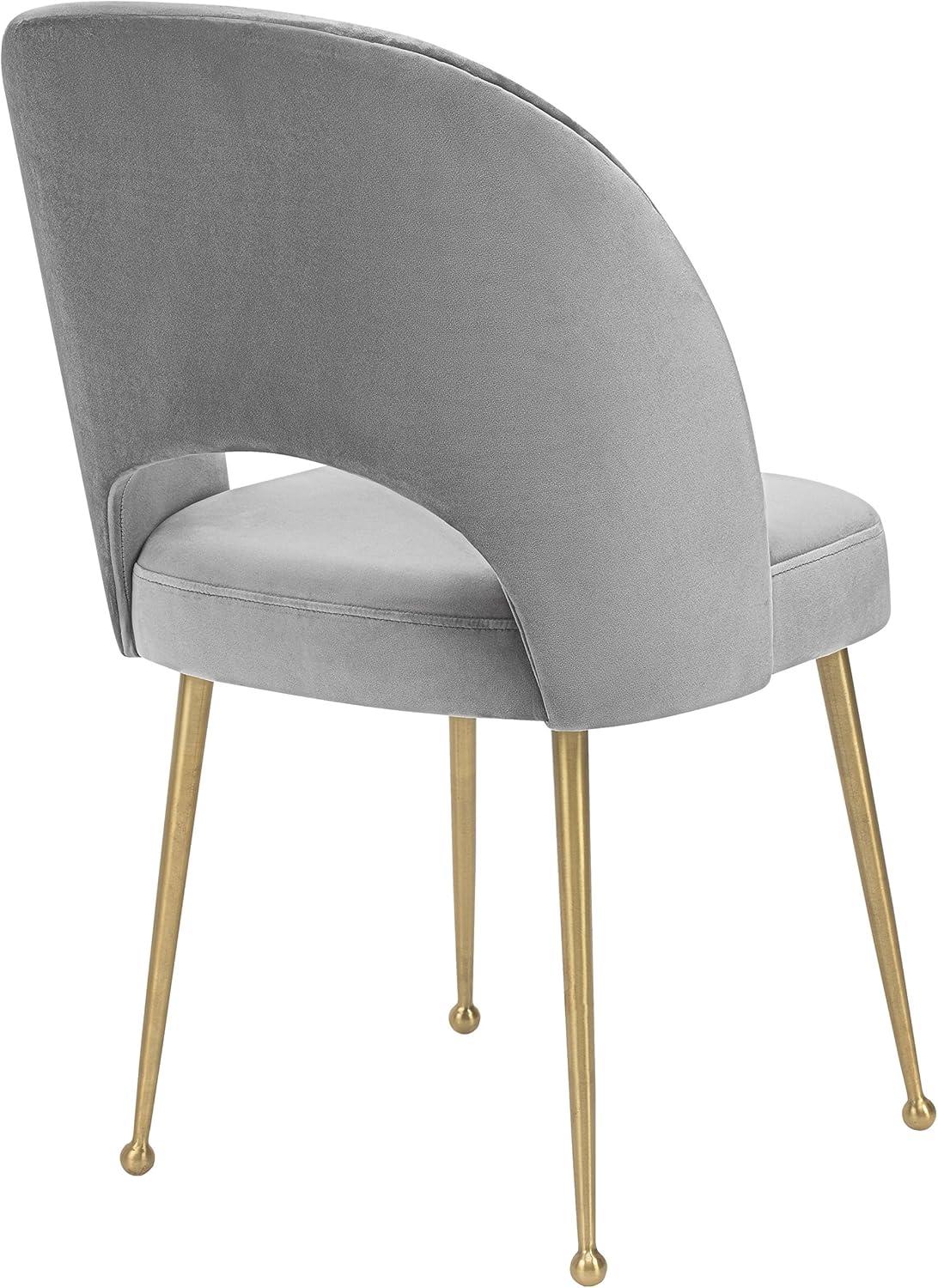 Swell Light Grey Velvet Side Chair with Gold Steel Legs