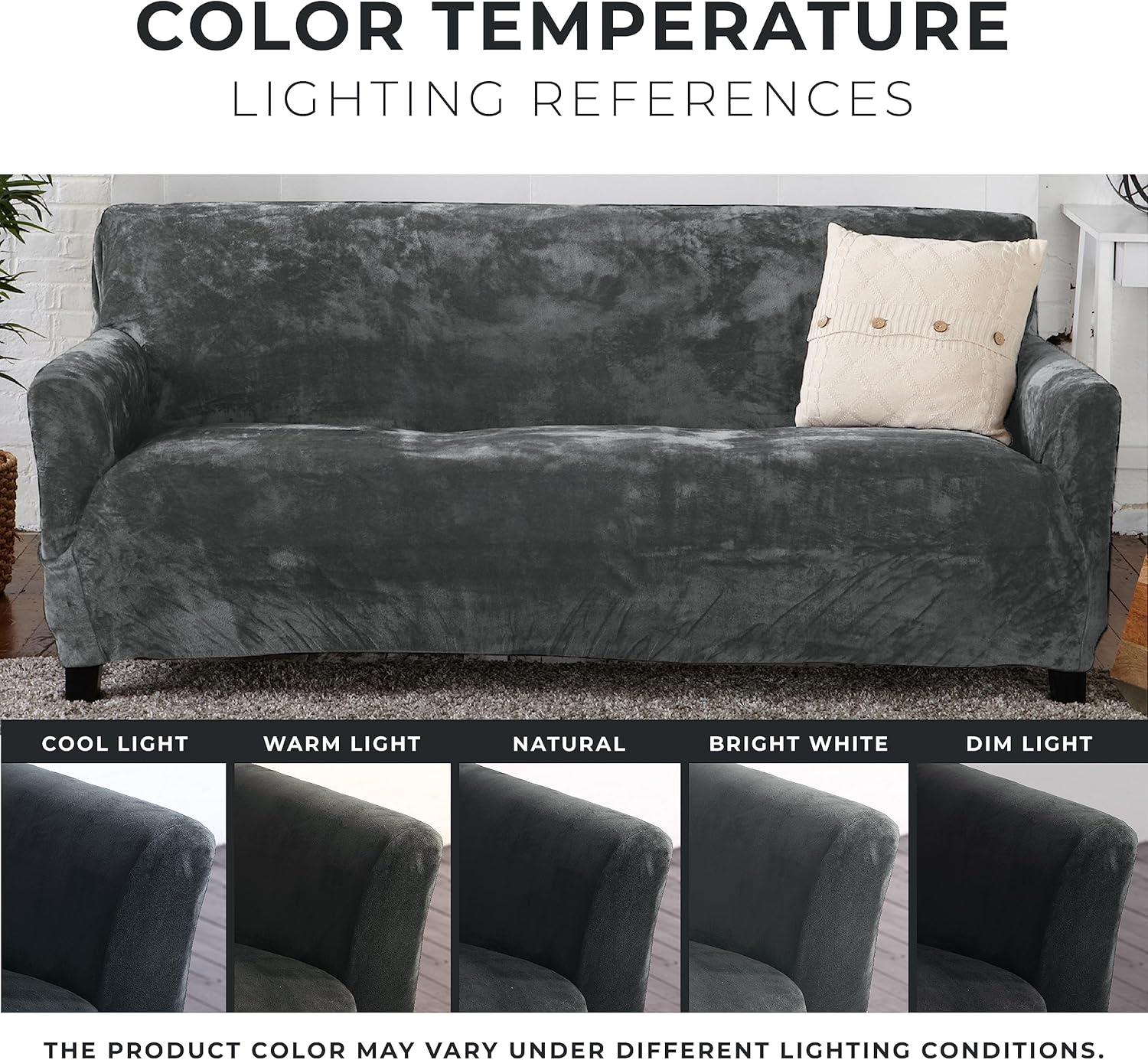 Great Bay Home Stretch Velvet-Plush Washable Sofa Slipcover (Sofa XL, Wild Dove Grey)