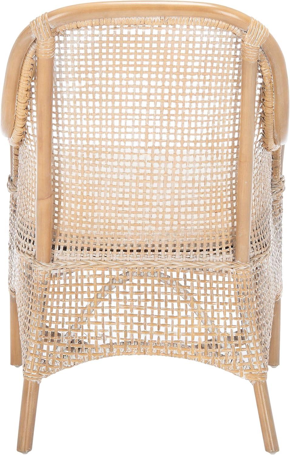 Charlie Rattan Accent Chair W/ Cushion - ACH6514 - White/Honey Brown Wash - Safavieh