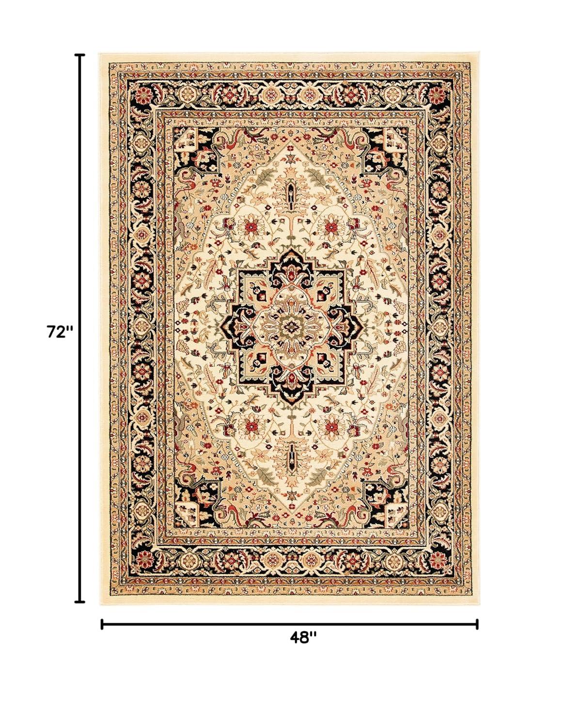 Lyndhurst Heriz LNH330 Power Loomed Area Rug - Beige/Black - 4'x6' - Safavieh