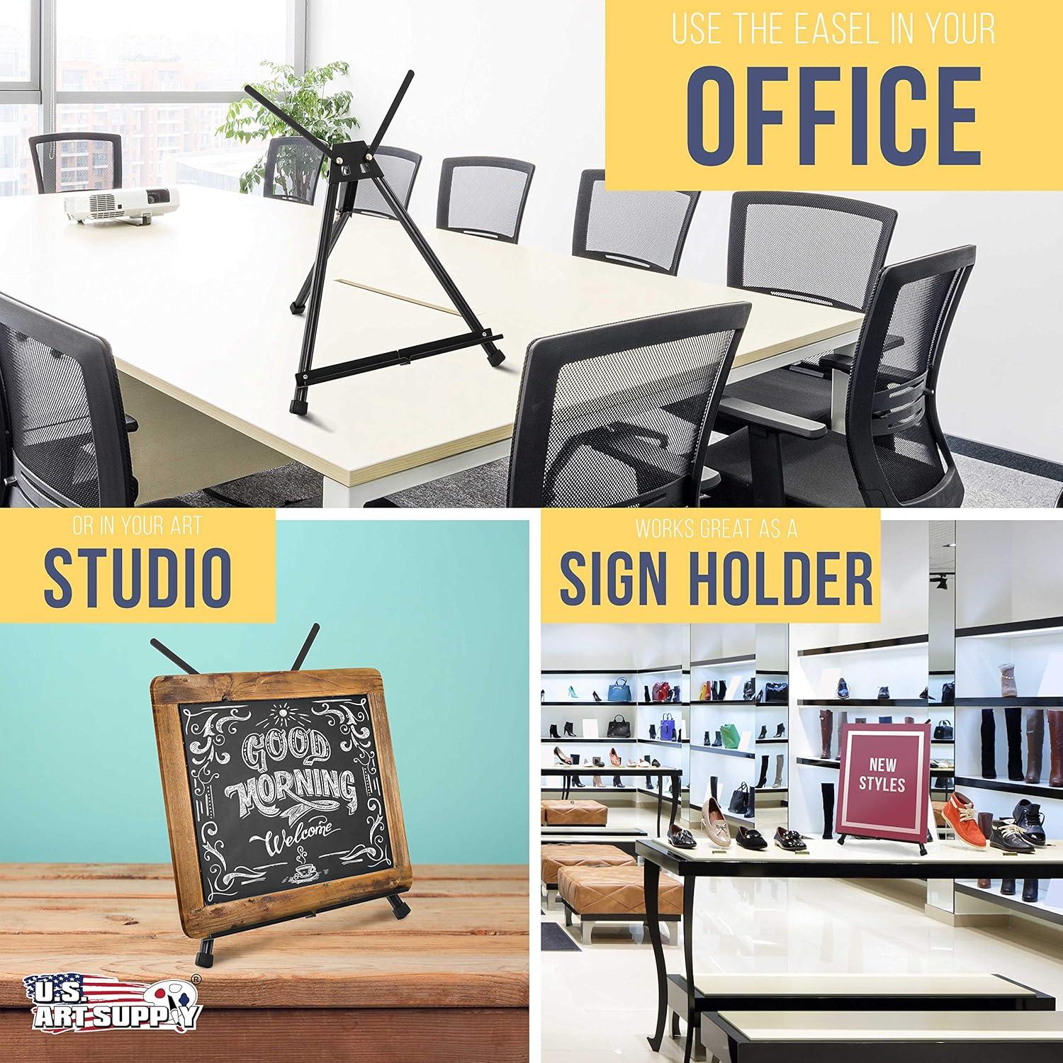 U.S. Art Supply Tabletop Easel for Painting - 15" to 21" Adjustable Metal Painting Easel - Portable Art Easels (Pack of 10) for Display Table Stand - Canvas, Whiteboards, Posters, Signs, Drawings