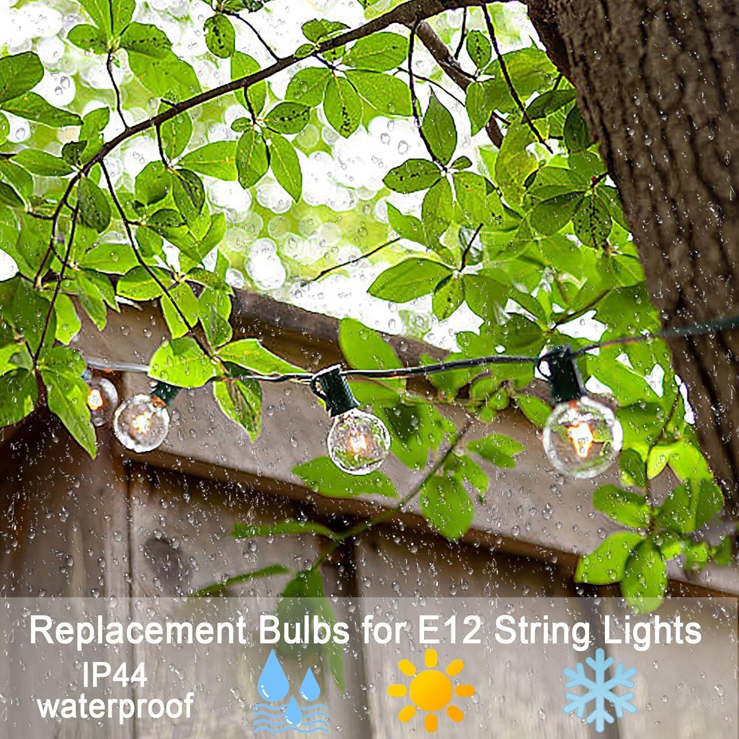 KY G40 Replacement LED Light Bulbs, 25 Pack Clear Globe Bulb fits E12 C7 Candelabra Screw Base Sockets, 1.5 Inch Dimmable Edison Light Bulbs for Indoor Outdoor Patio Decor, Warm White