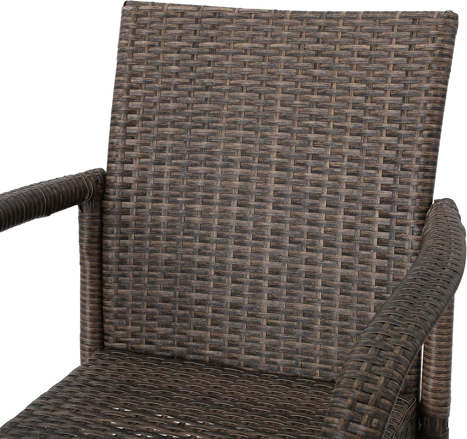 Delfina 2pk Wicker Barstool - Mix Mocha - Christopher Knight Home: UV & Weather-Resistant, Powder-Coated Frame