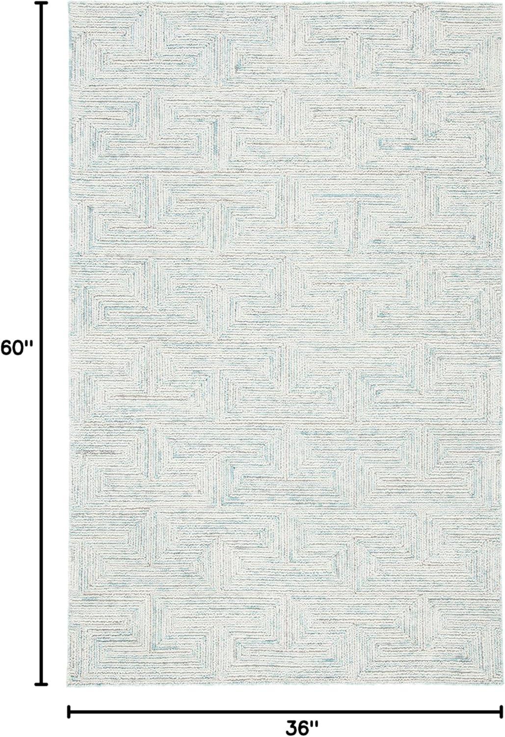 Ikat IKT101 Hand Tufted Area Rug - Teal/Grey - 3'x5' - Safavieh.