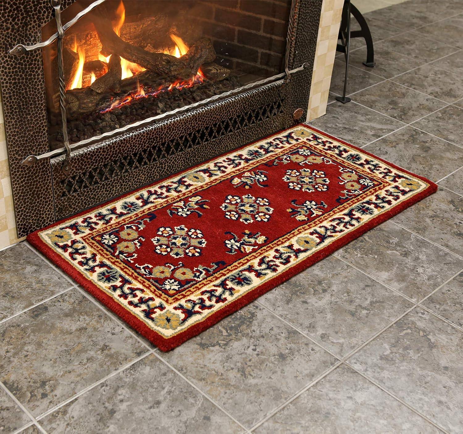 ACHLA Designs 44" Long Minuteman International Oriental Rectangular Hearth Rug: Wool, Fire-Resistant