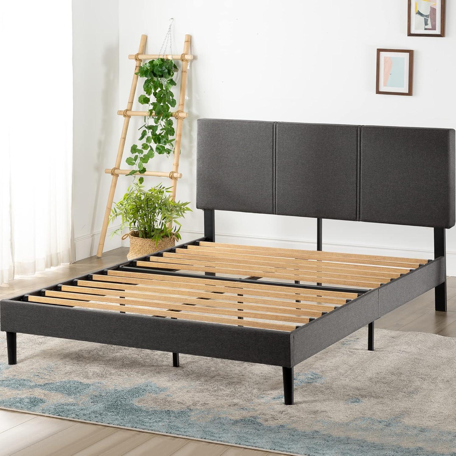 Cambril 38 inch Upholstered Platform Bed Frame with Sustainable Bamboo Slats