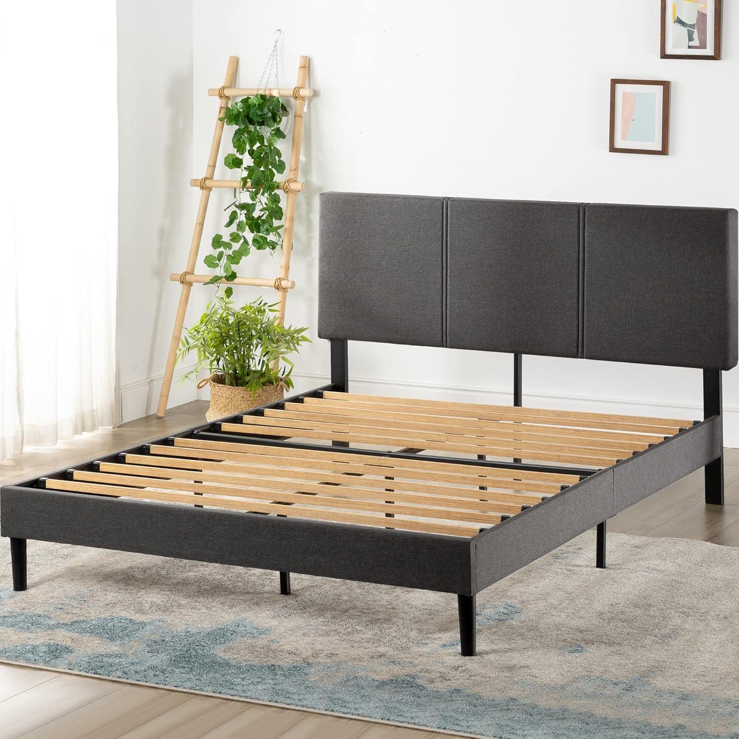 Zinus Cambril 38 inch Upholstered Platform Bed Frame with Sustainable Bamboo Slats