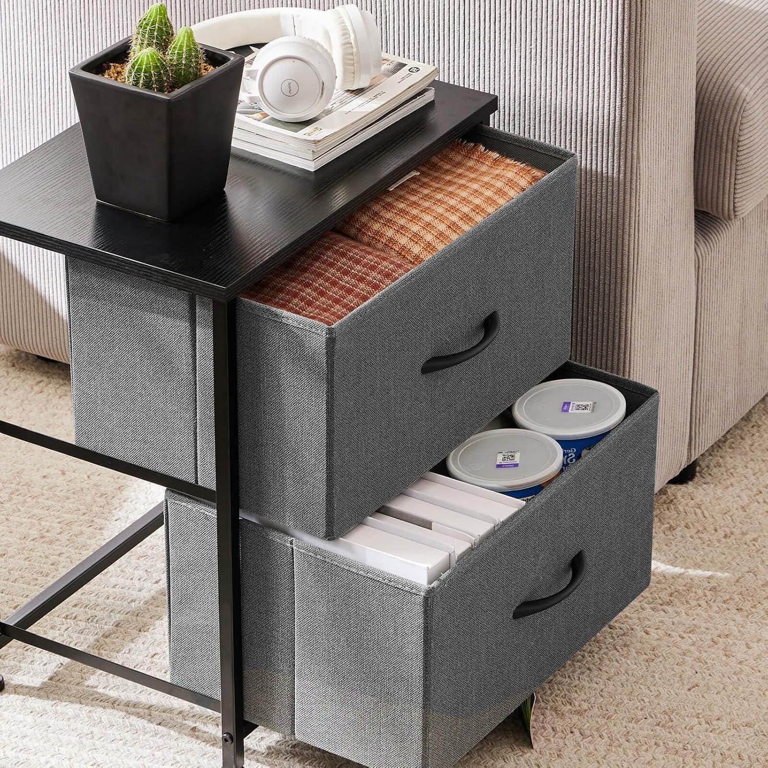 Sweetcrispy Home Furniture Nightstand with 2 Fabric Drawers, Small Dresser, Side Table, End Table, Bedside Table, Night Stands, Small Nightstand, Bedroom Furniture for Living Room