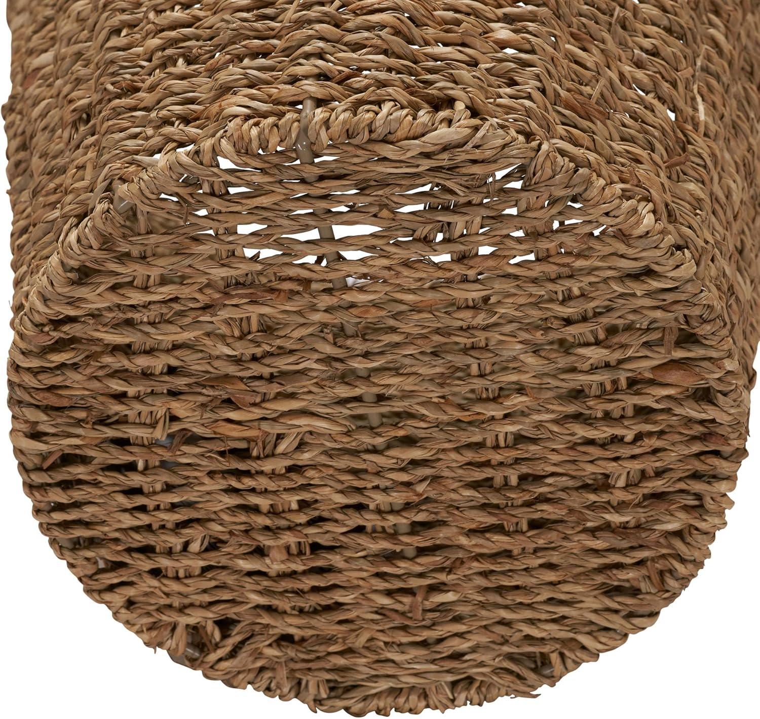 Household Essentials Seagrass Wicker Waste Basket, Handwoven Waste Bin with Metal Frame, Perfect for Bathrooms and Bedrooms, Eco-Friendly