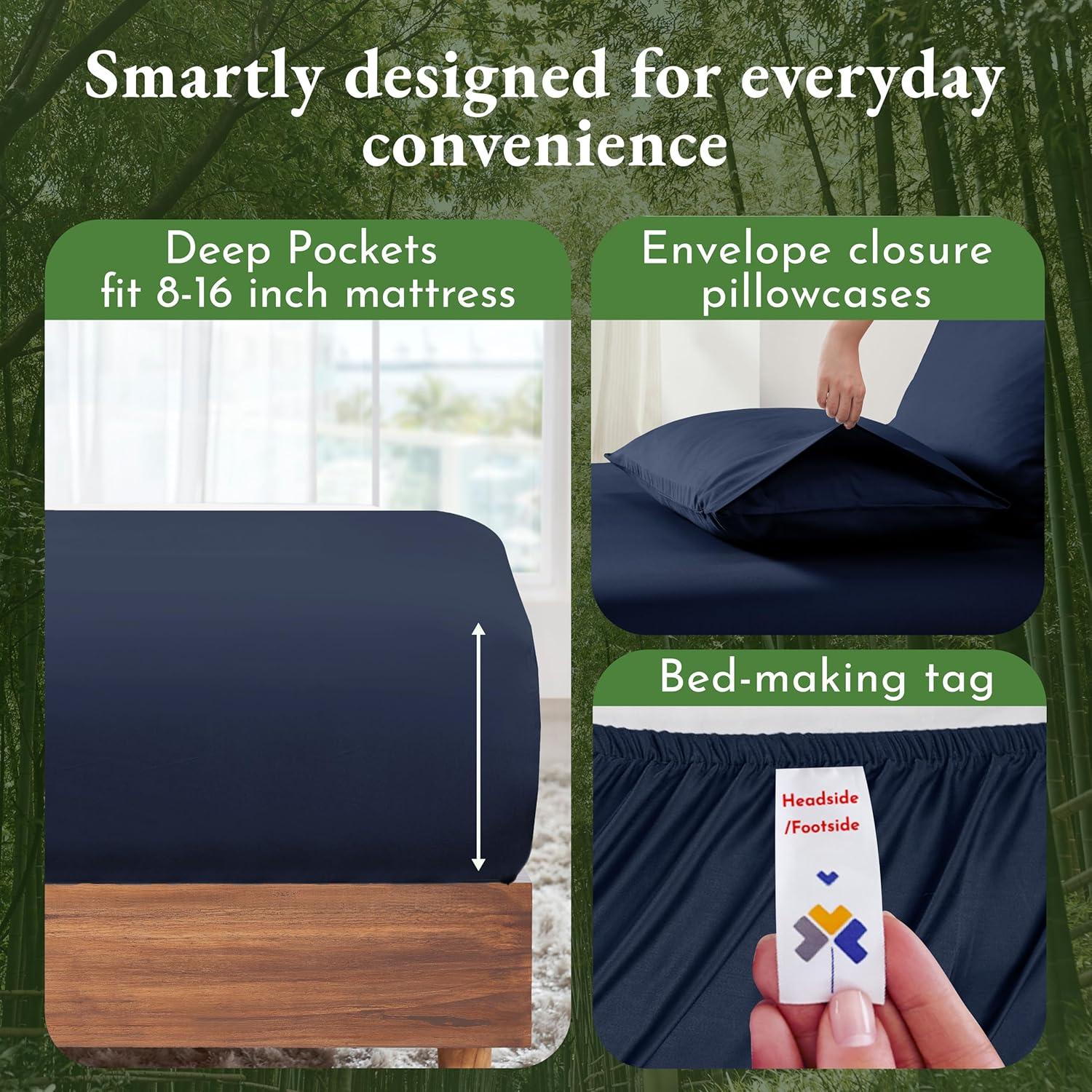 Kathy Ireland Home Kathy Ireland Bamboo Cooling 6 Piece Sheet Set with Deep Pockets