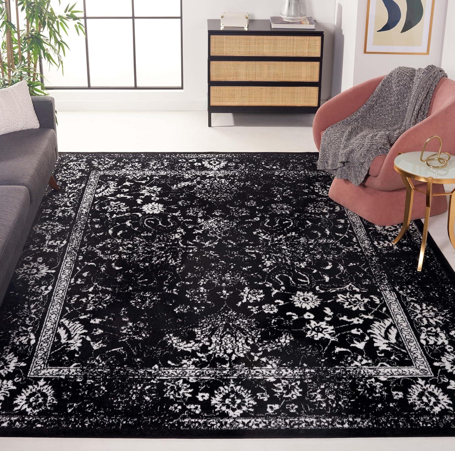 Adirondack ADR109 Machine Made Indoor Area Rug - Black/Teal - 6'x9' - Safavieh