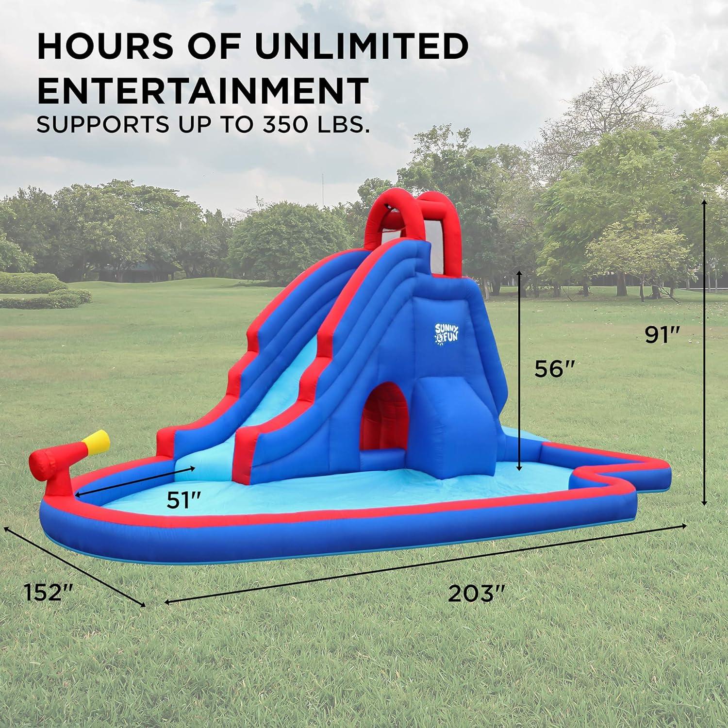 Deluxe Blue and Red Inflatable Water Slide Park