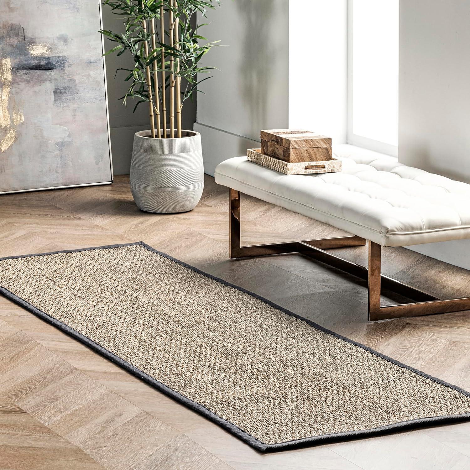 nuLOOM Elijah Seagrass Natural Area Rug, 9' x 12', Dark Gray