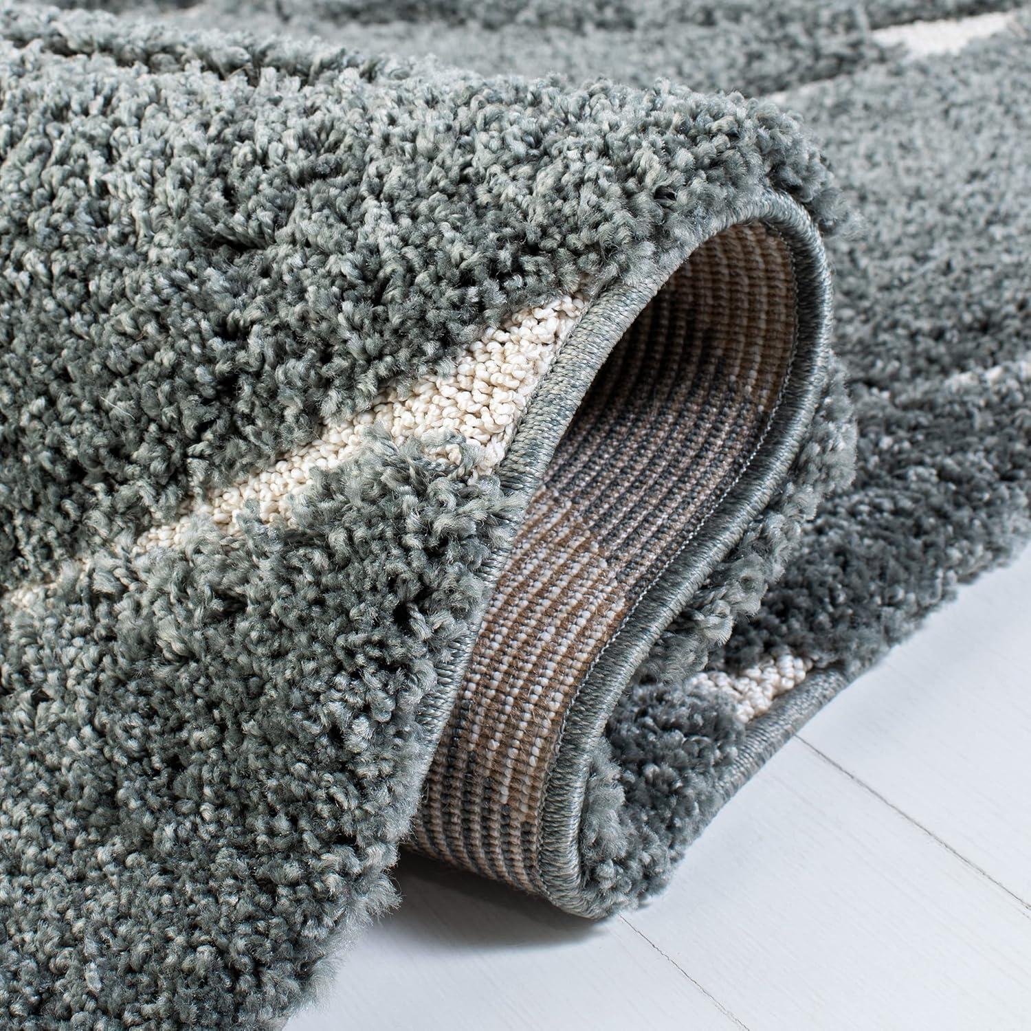 Florida Shag SG471 Power Loomed Indoor Area Rug - Grey Sage/Ivory - 9'x12' - Safavieh