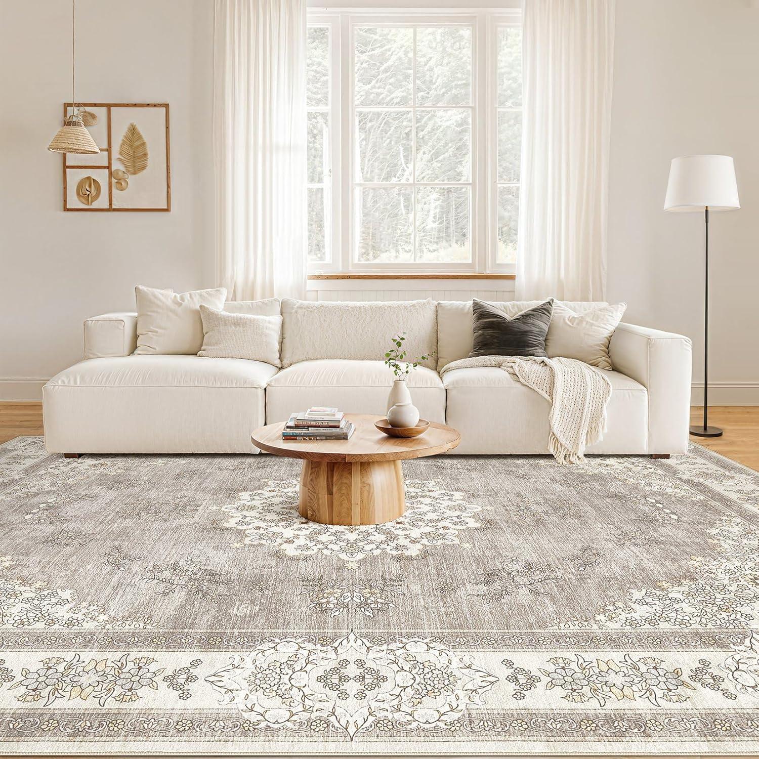 Nakagishi 2X3 Rug Washable Area Rug: Small Soft Boho Farmhouse Neutral Moroccan Non Slip Indoor Low Pile Accent Floor Throw Carpet for Bedroom Bathroom Entryway Kitchen Hallway Closet Home- Brown