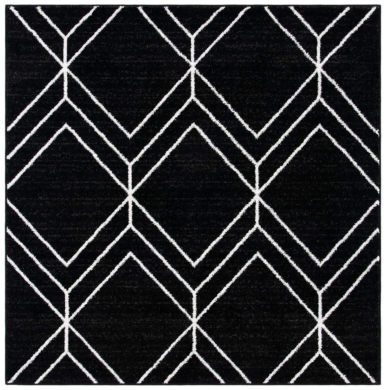 Adirondack ADR241 Machine Made Indoor Area Rug - Black/Ivory - 8'x8' - Safavieh