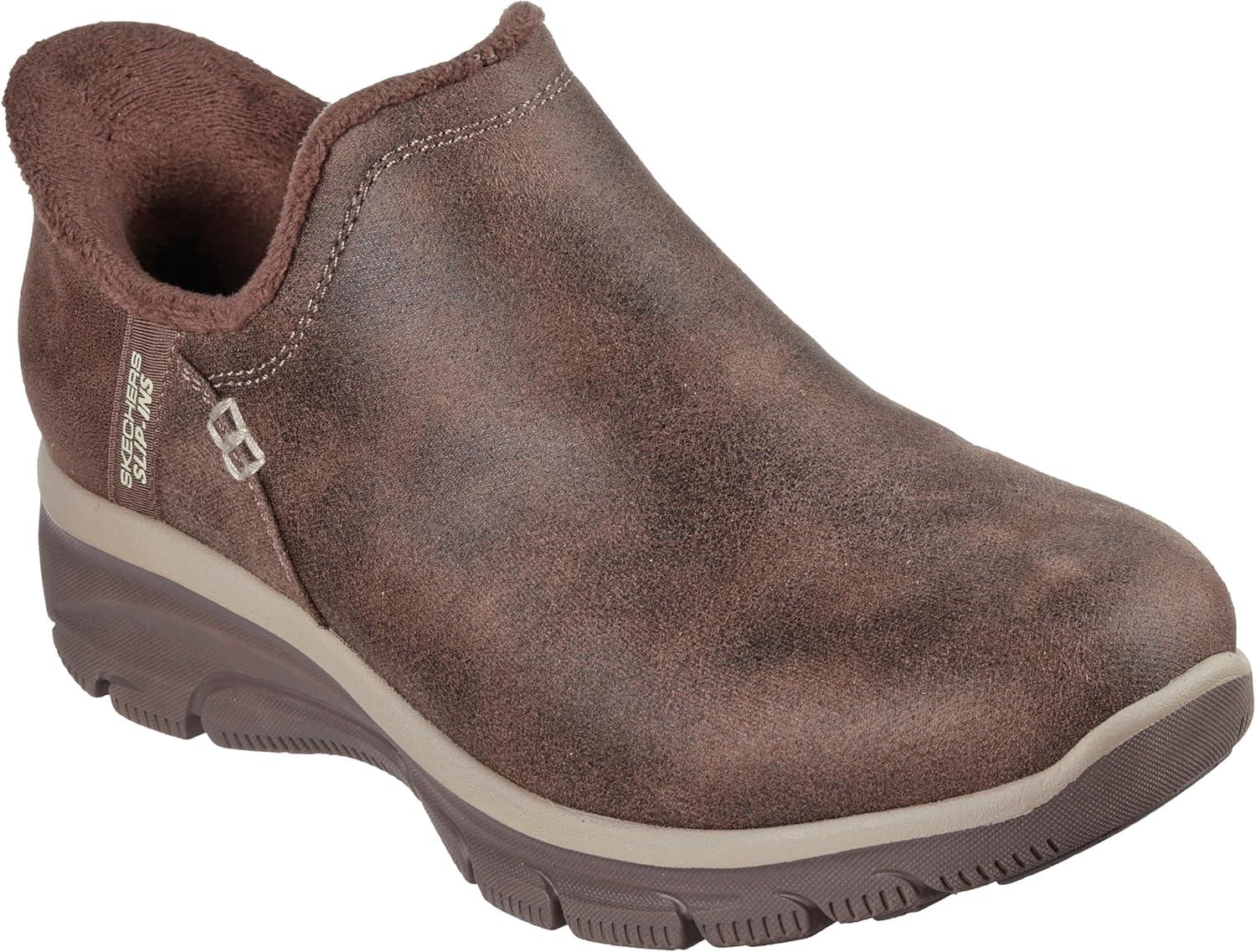 Chocolate Faux Leather Slip-On Clogs with Fur Lining