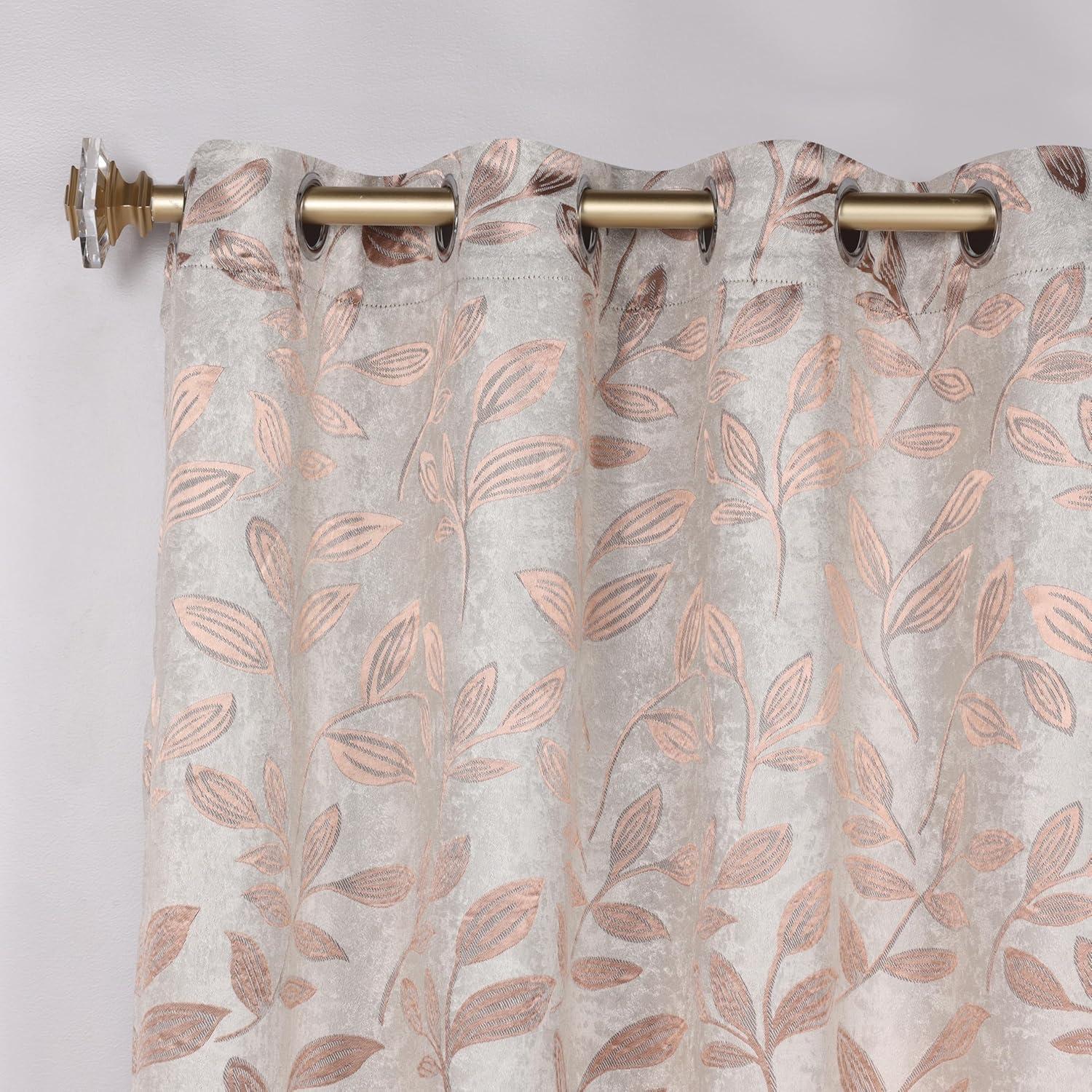 Superior Leaves Blackout Curtains, Set of 2, 70" X 84", Bronze