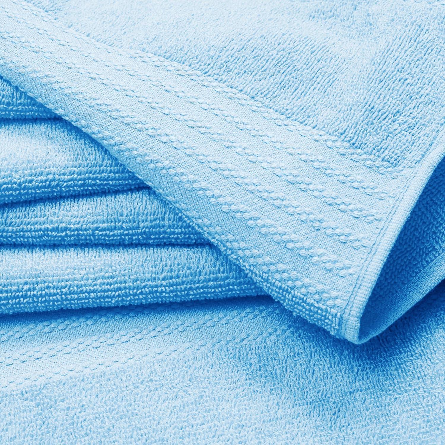 GLAMBURG Ultra Soft 8-Piece Towel Set - 100% Pure Ringspun Cotton, Contains 2 Oversized Bath Towels 27x54, 2 Hand Towels 16x28, 4 Wash Cloths 13x13 - Ideal for Everyday use, Hotel & Spa - Sky Blue