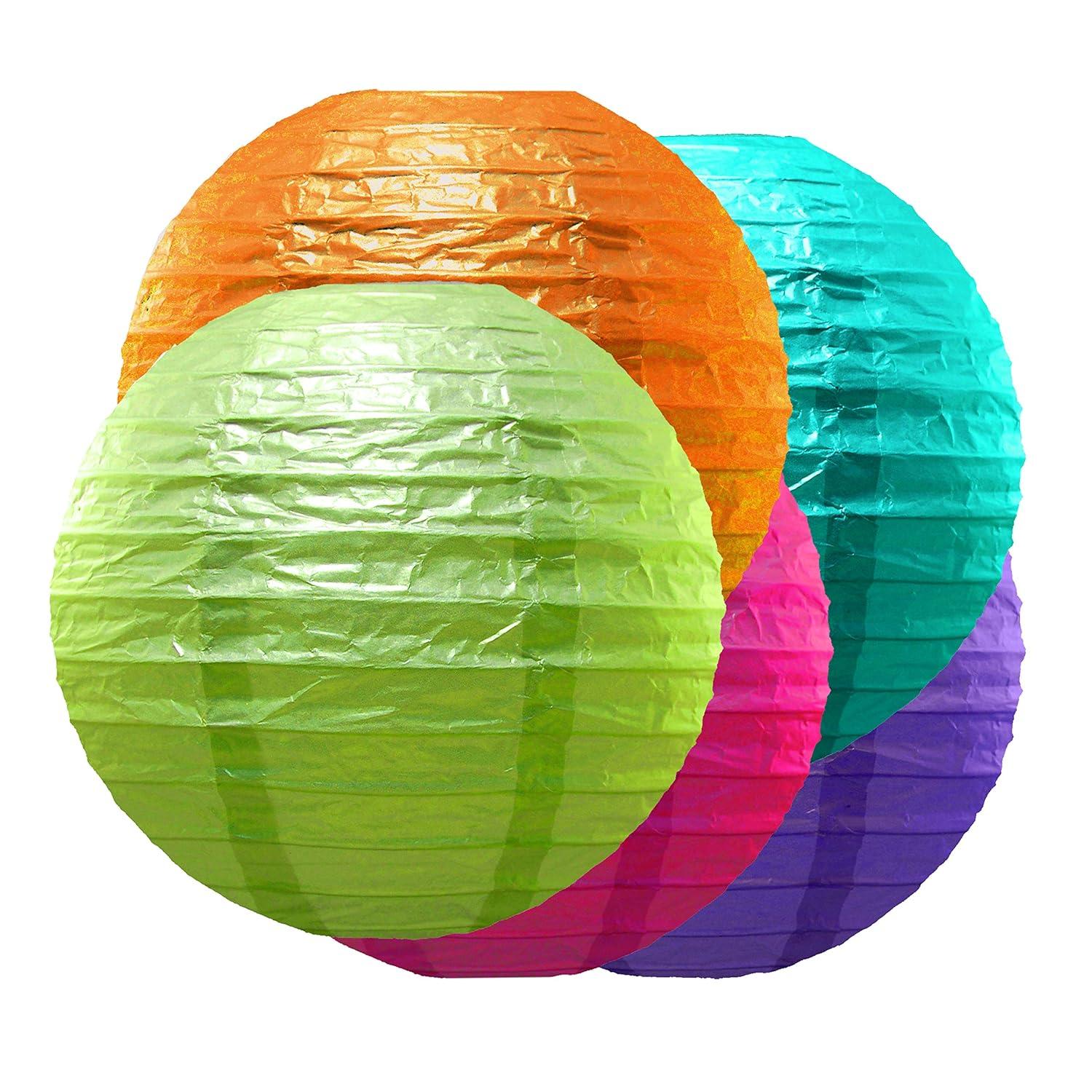 LumaBase Round Paper Lanterns - 5 Count (Set of 5)