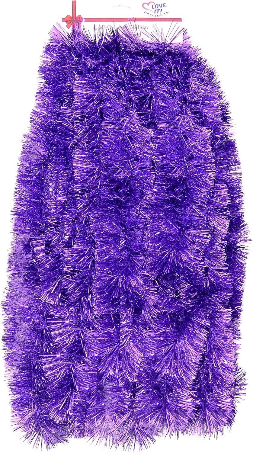 Purple 25 Ft Ultra Lush Tinsel Garland for Festive Decor